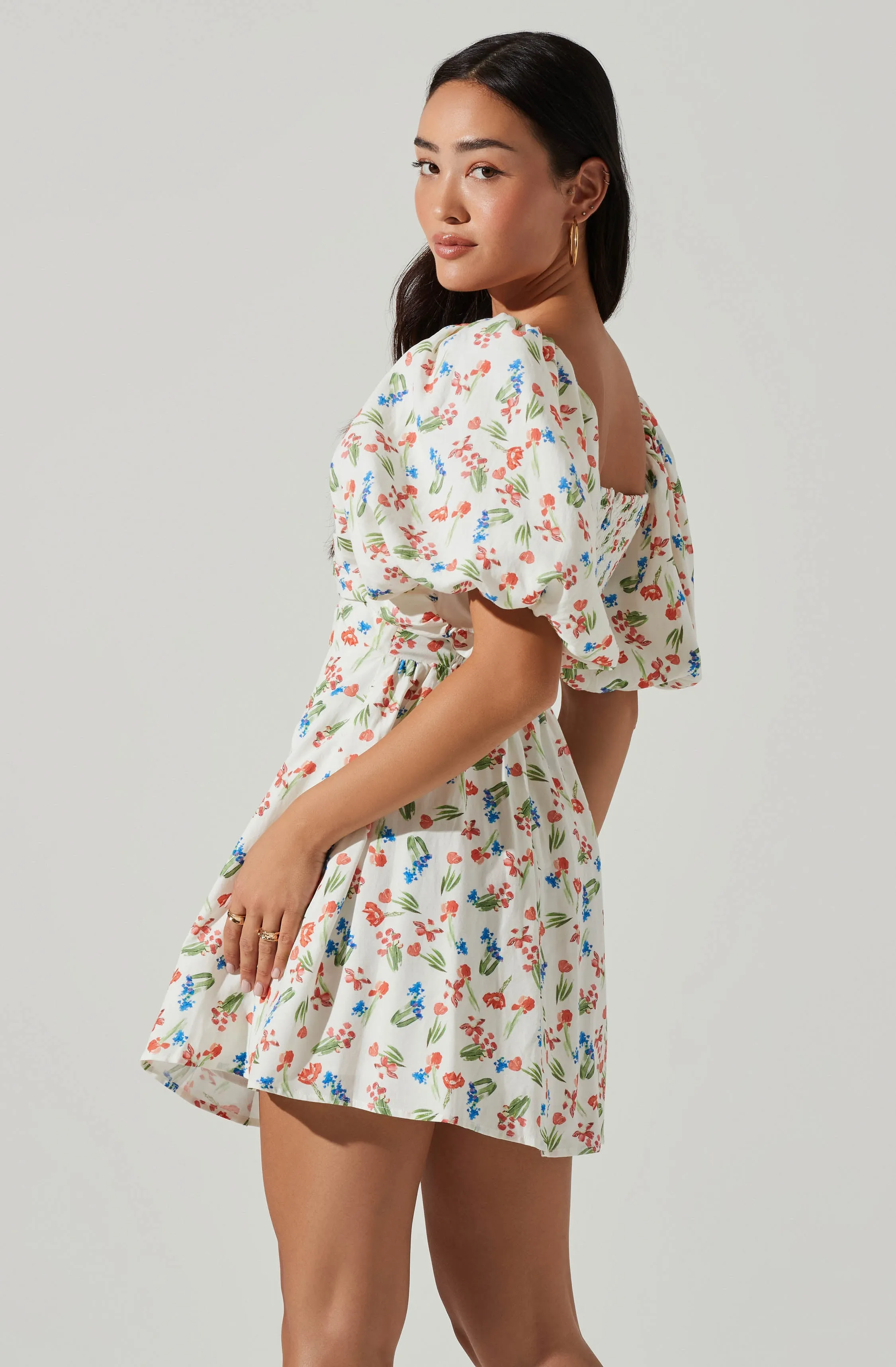 Serilda Cutout Puff Sleeve Floral Mini Dress sold by Astr product image thumbnail 3