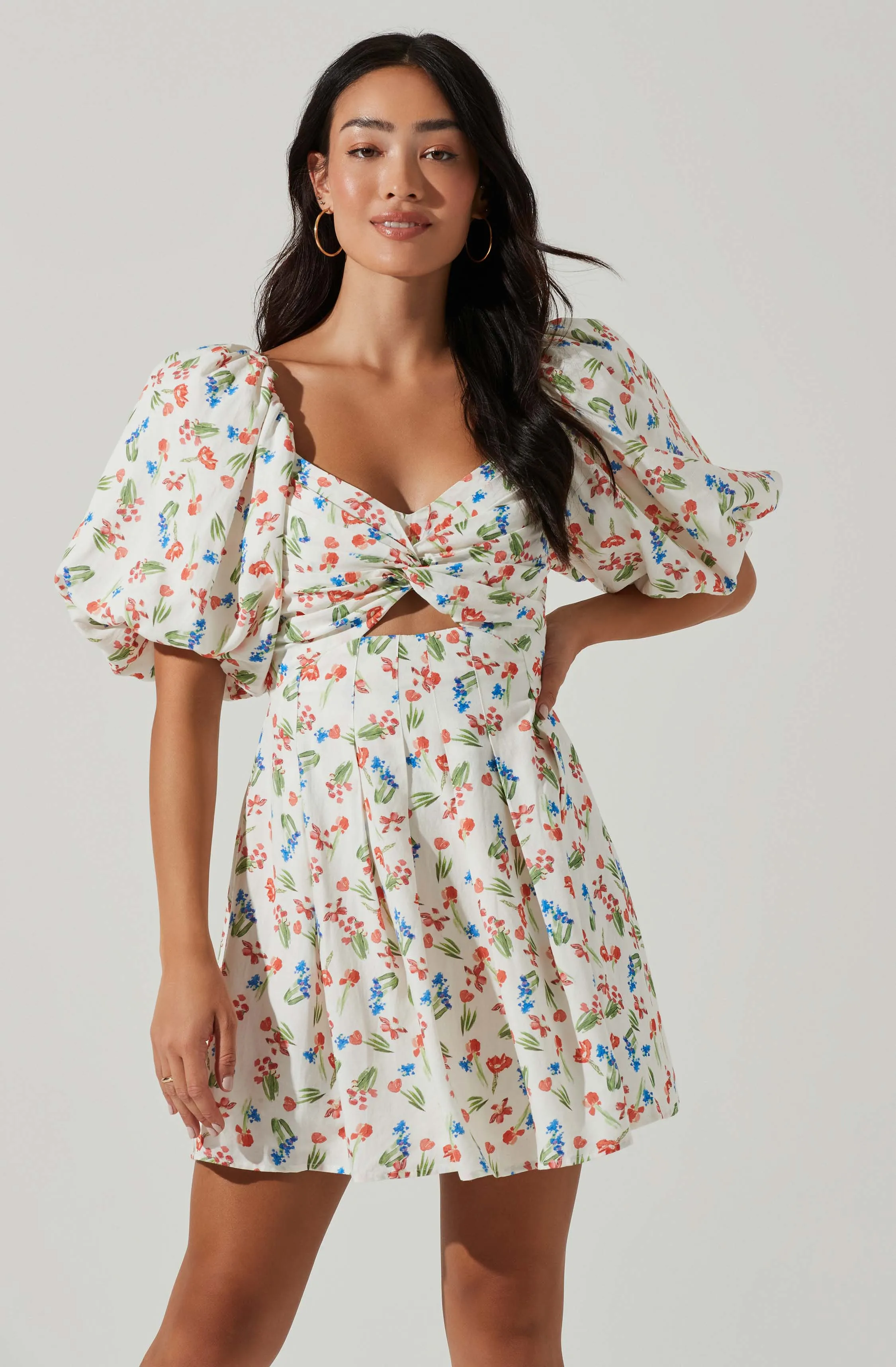Serilda Cutout Puff Sleeve Floral Mini Dress sold by Astr product image thumbnail 2