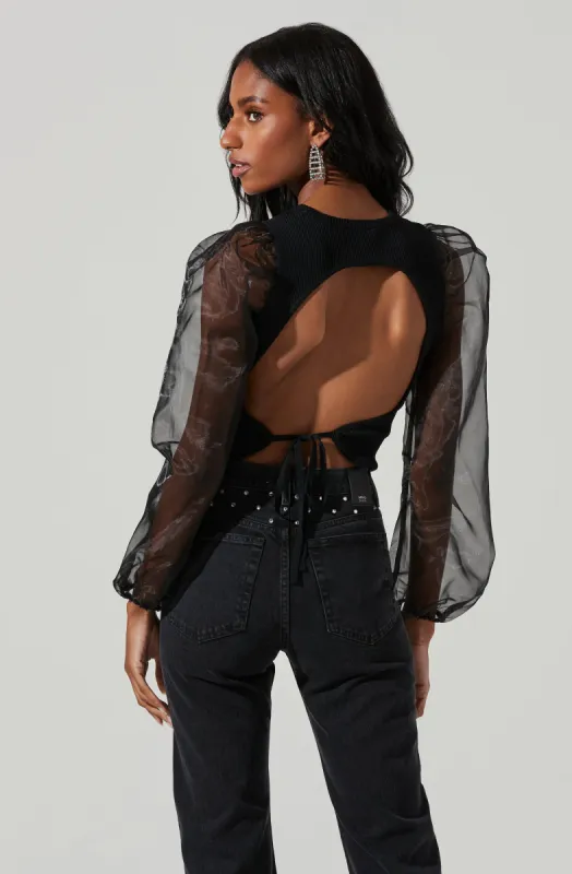 Audrina Chiffon Sleeve Sweater sold by Astr