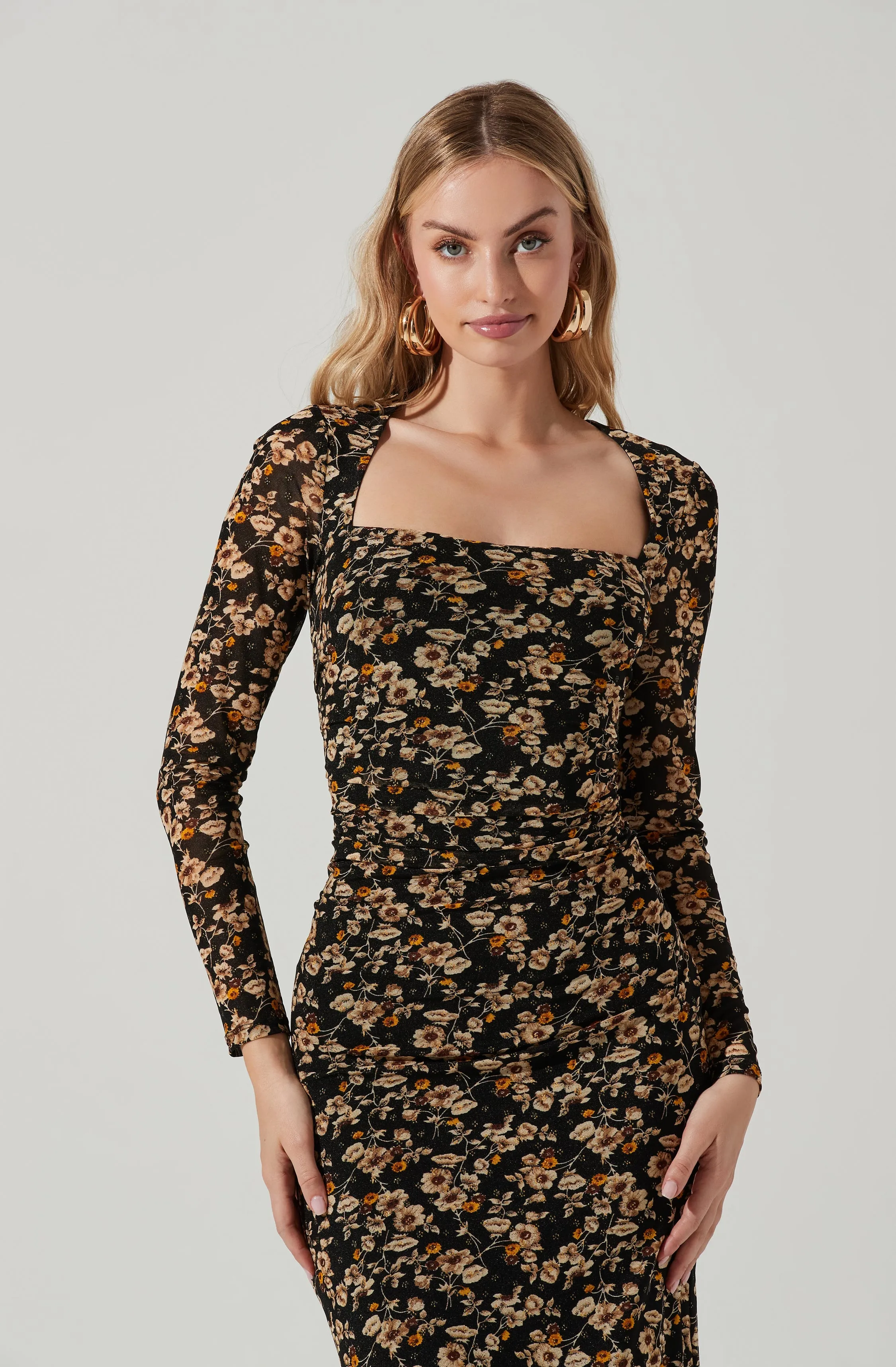 Hyacinth Floral Square Neck Midi Dress sold by Astr product image thumbnail 2