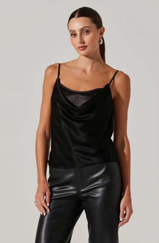 Contrast Cowl Tank sold by Astr
