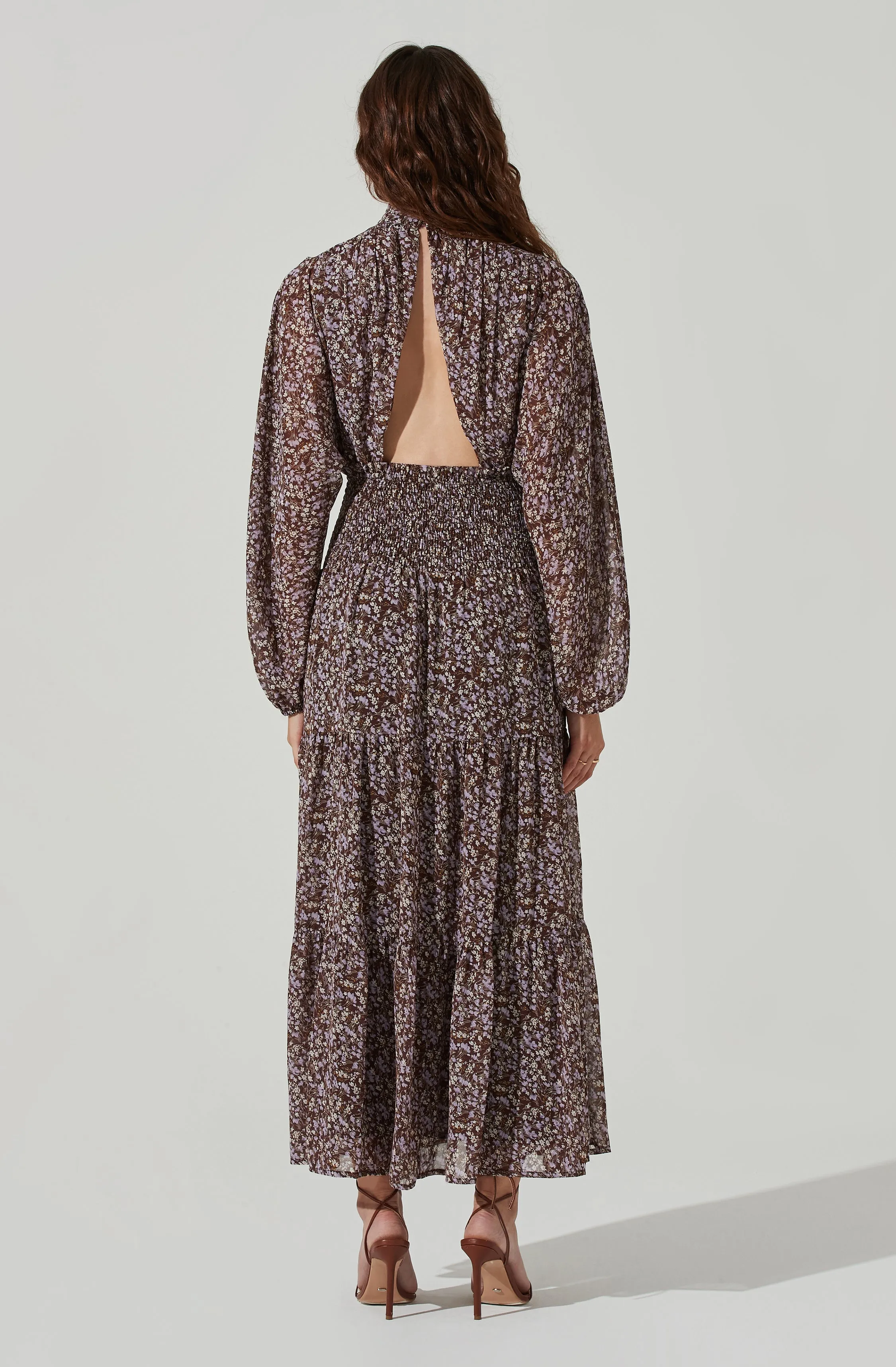 Floral Mock Neck Smocked Waist Maxi Dress sold by Astr product image thumbnail 5