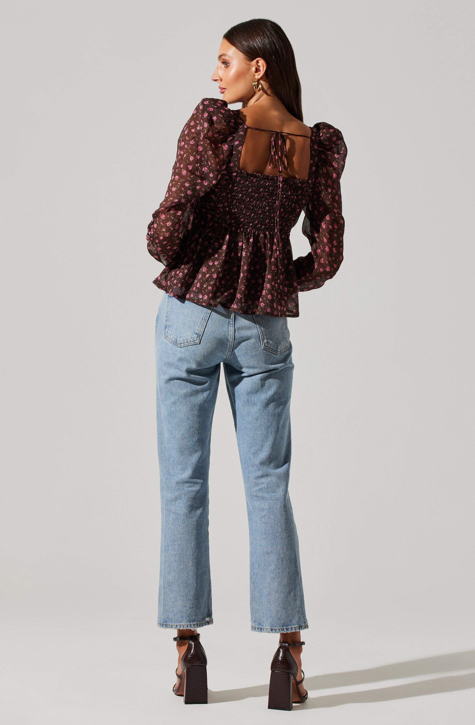 Floral Long Sleeve Ruched Babydoll Top sold by Astr product image thumbnail 5