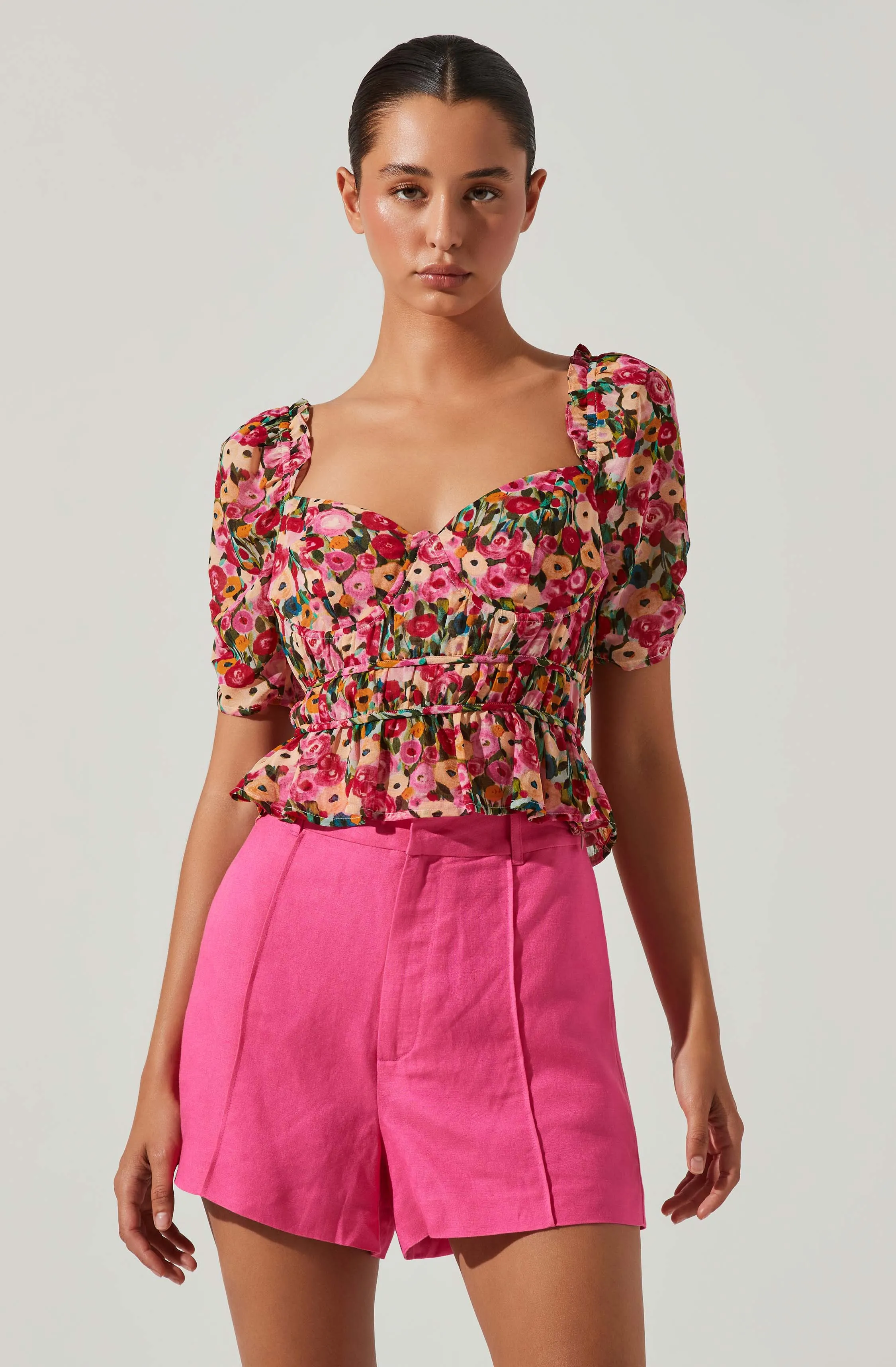 Nayeli Floral Puff Sleeve Top sold by Astr