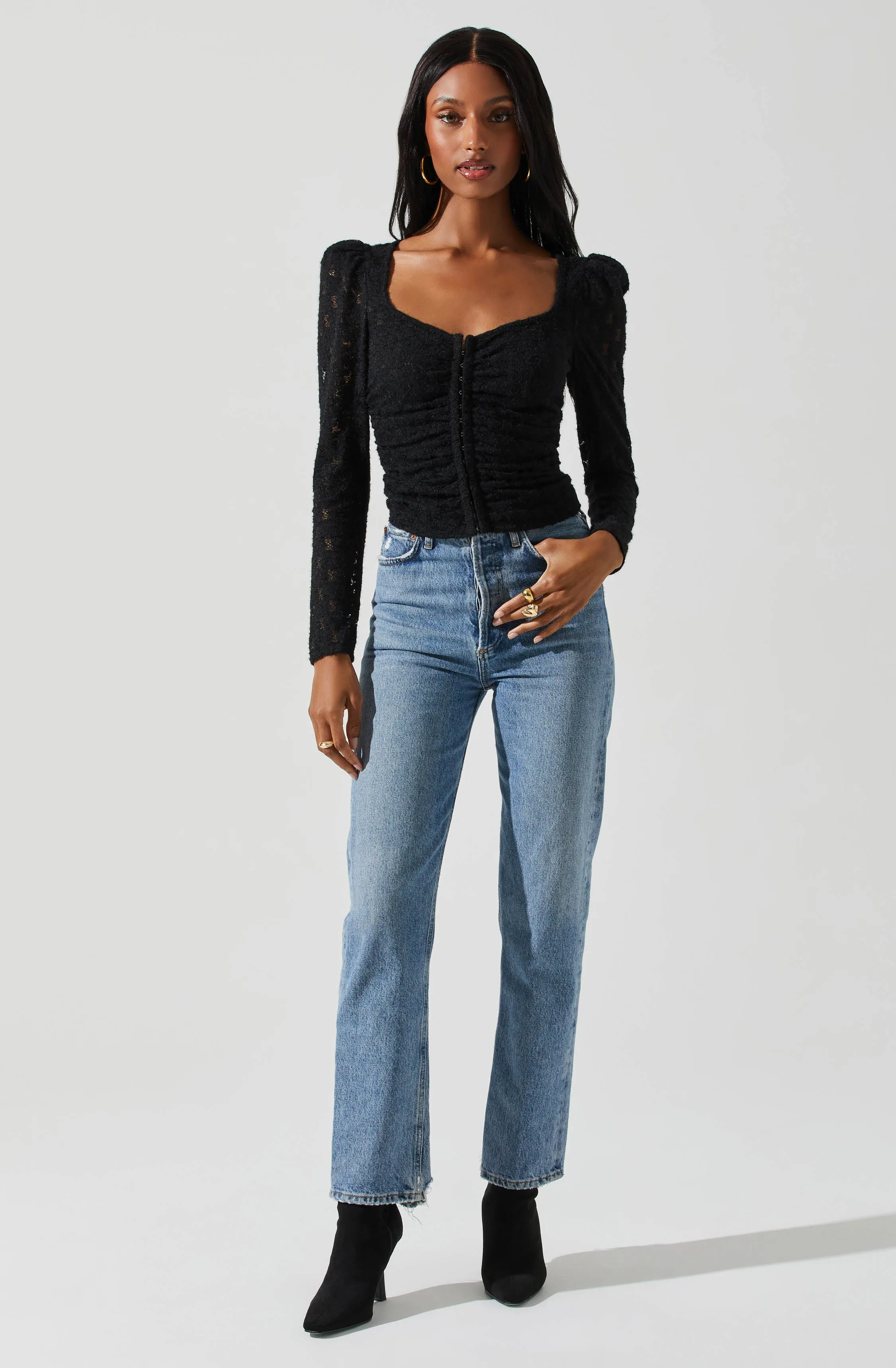 Leia Long Puff Sleeve Lace Top sold by Astr product image thumbnail 2