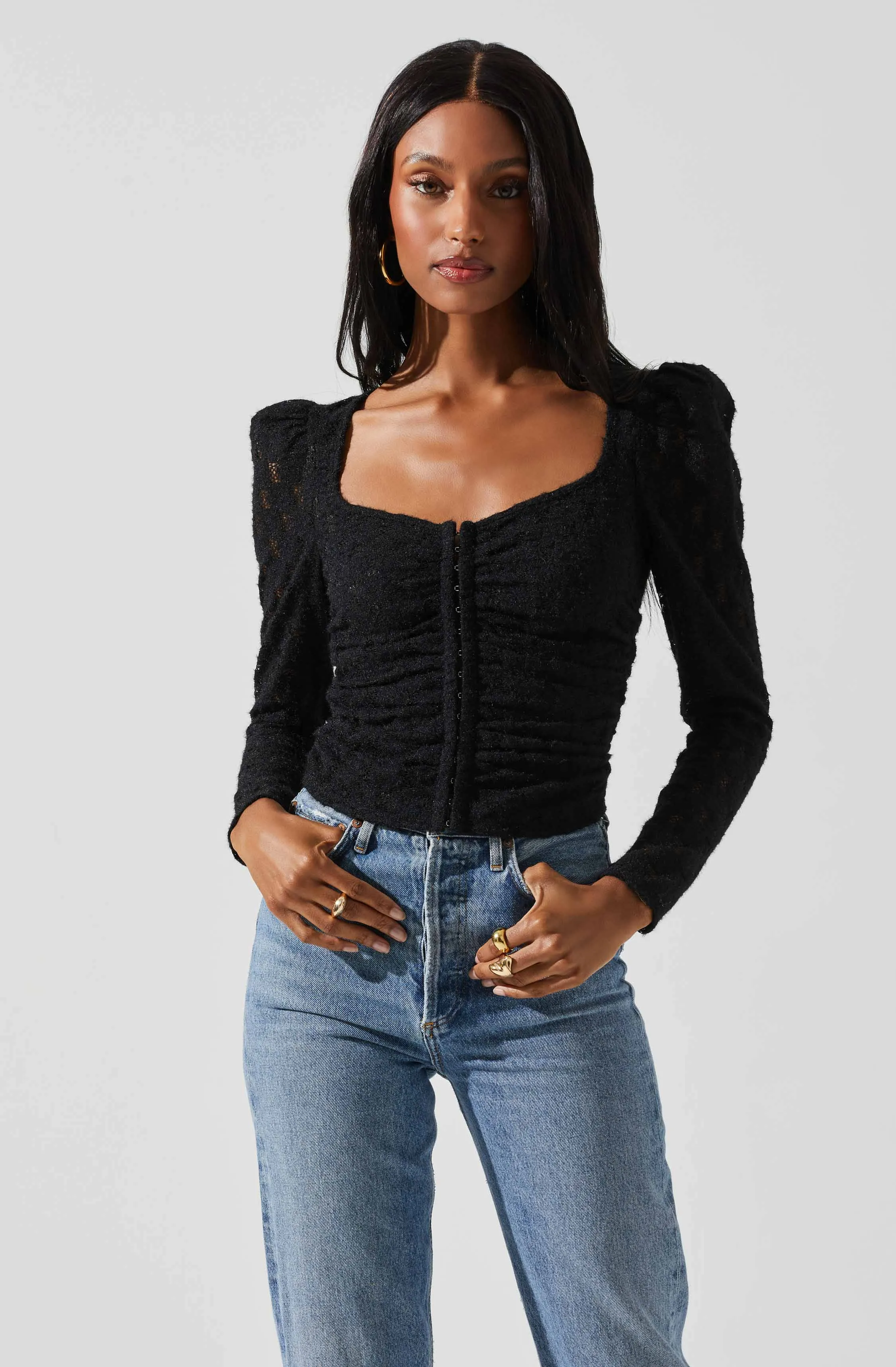 Leia Long Puff Sleeve Lace Top sold by Astr product image thumbnail 3
