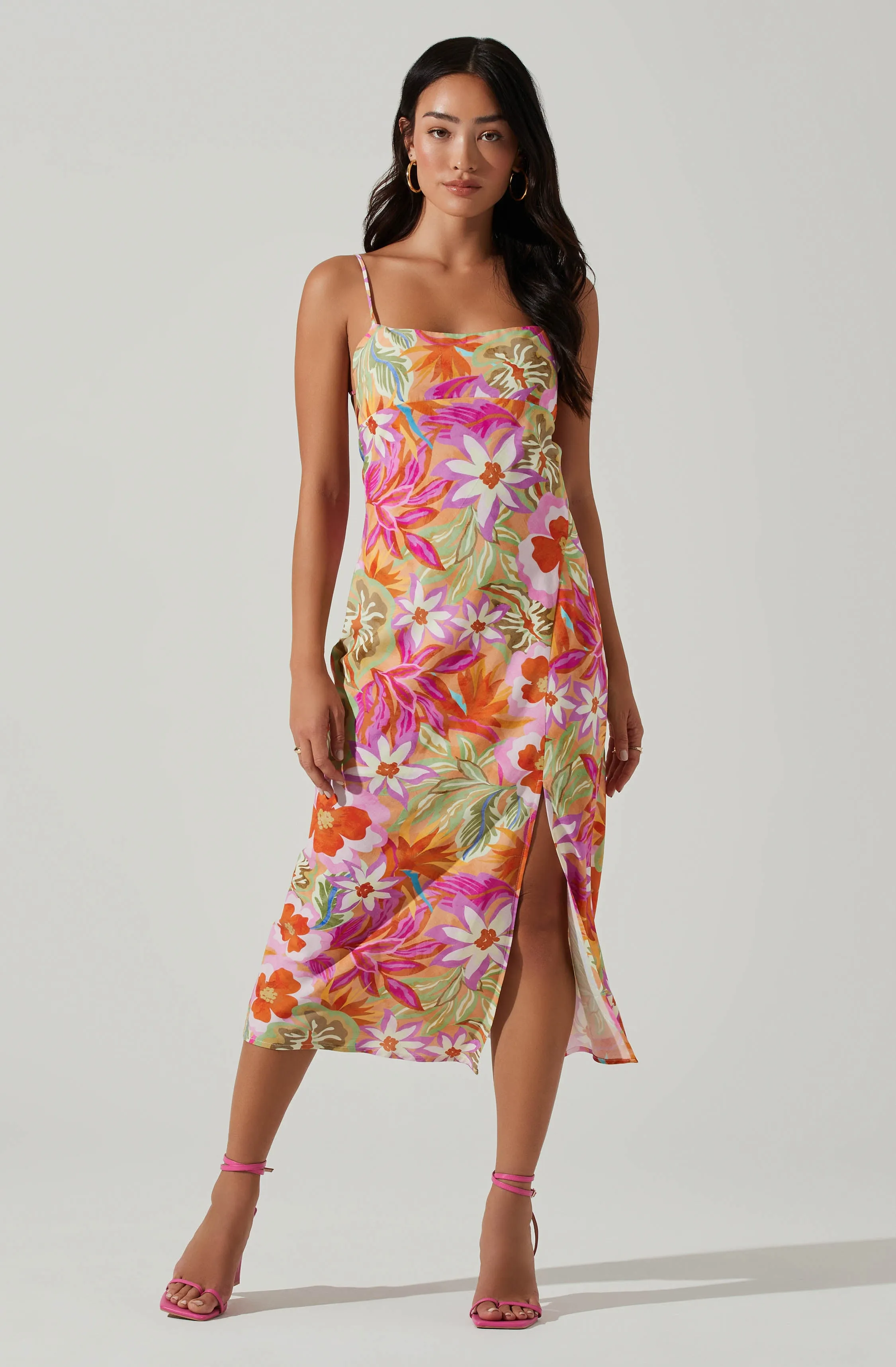Gabriella Floral Strappy Back Midi Dress sold by Astr