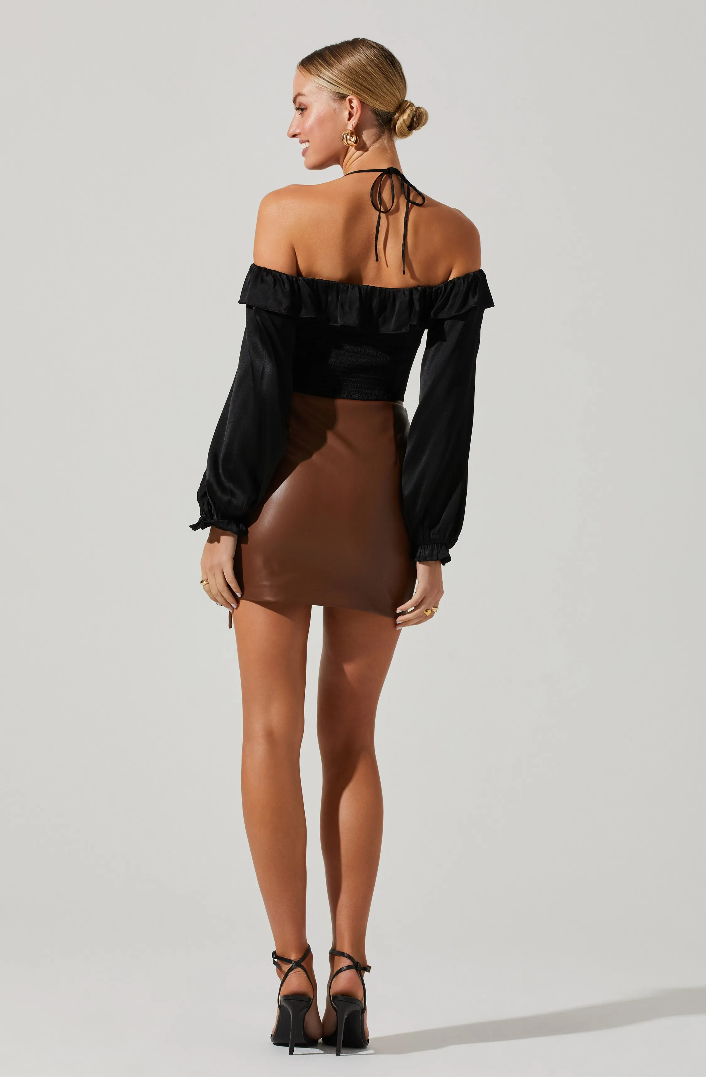 Allison Off Shoulder Halter Long Sleeve Top sold by Astr product image thumbnail 5