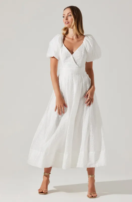 Linette Tonal Jacquard Midi Dress sold by Astr