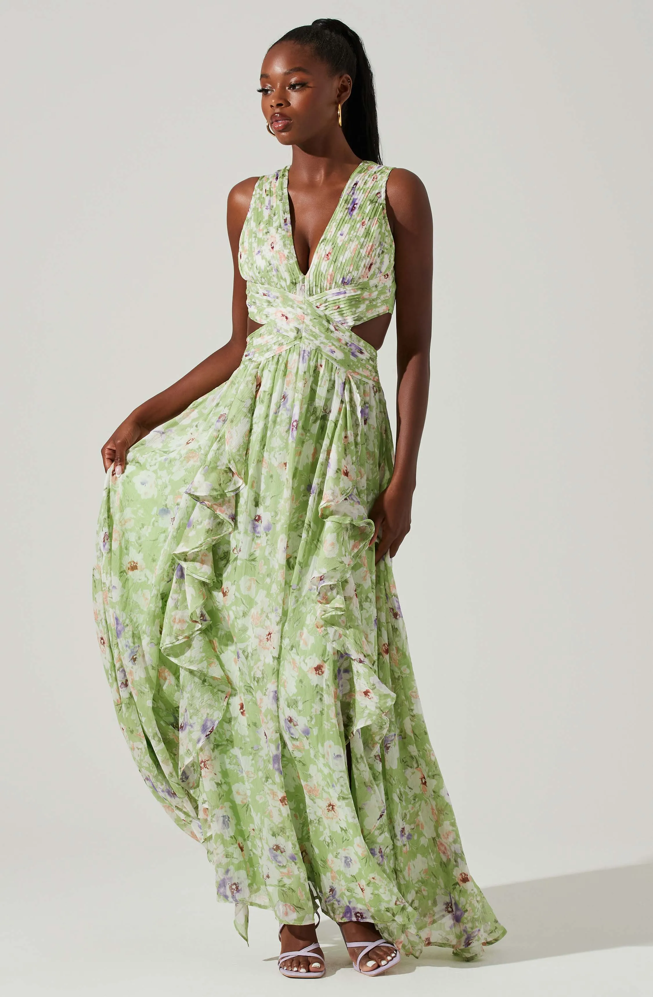 Noya Floral Cutout Maxi Dress sold by Astr