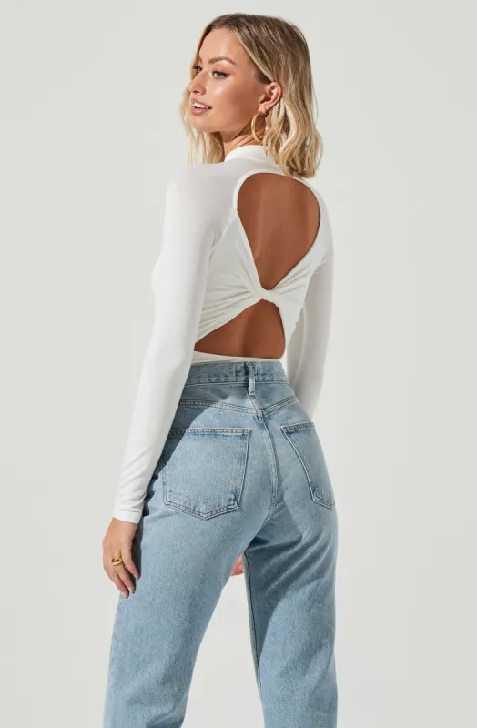 Prue Long Sleeve Back Twist Bodysuit sold by Astr