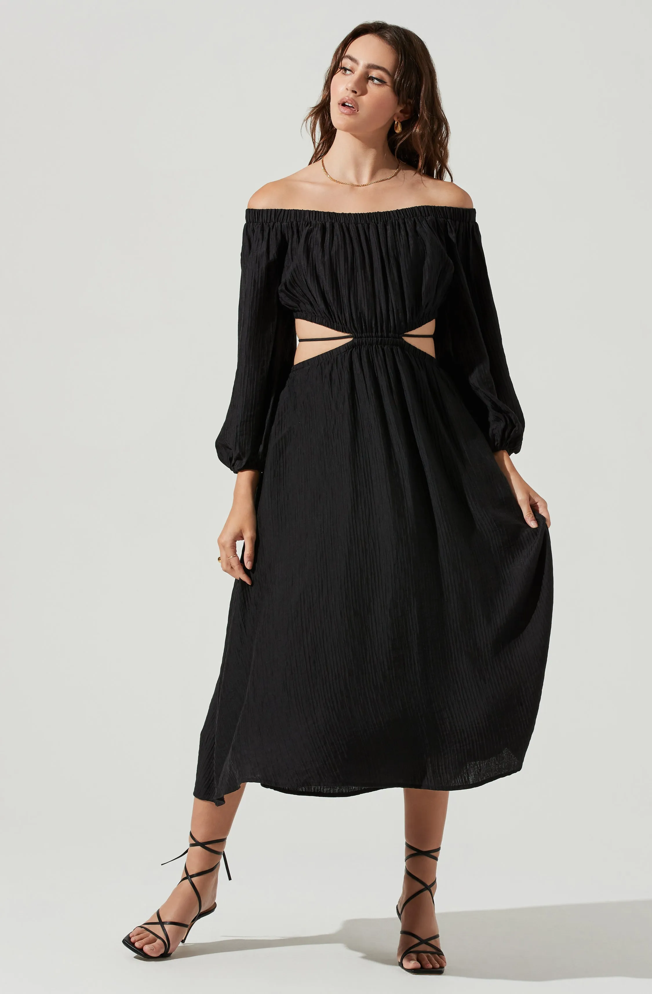 Cassian Cutout Off Shoulder Midi Dress sold by Astr product image thumbnail 5