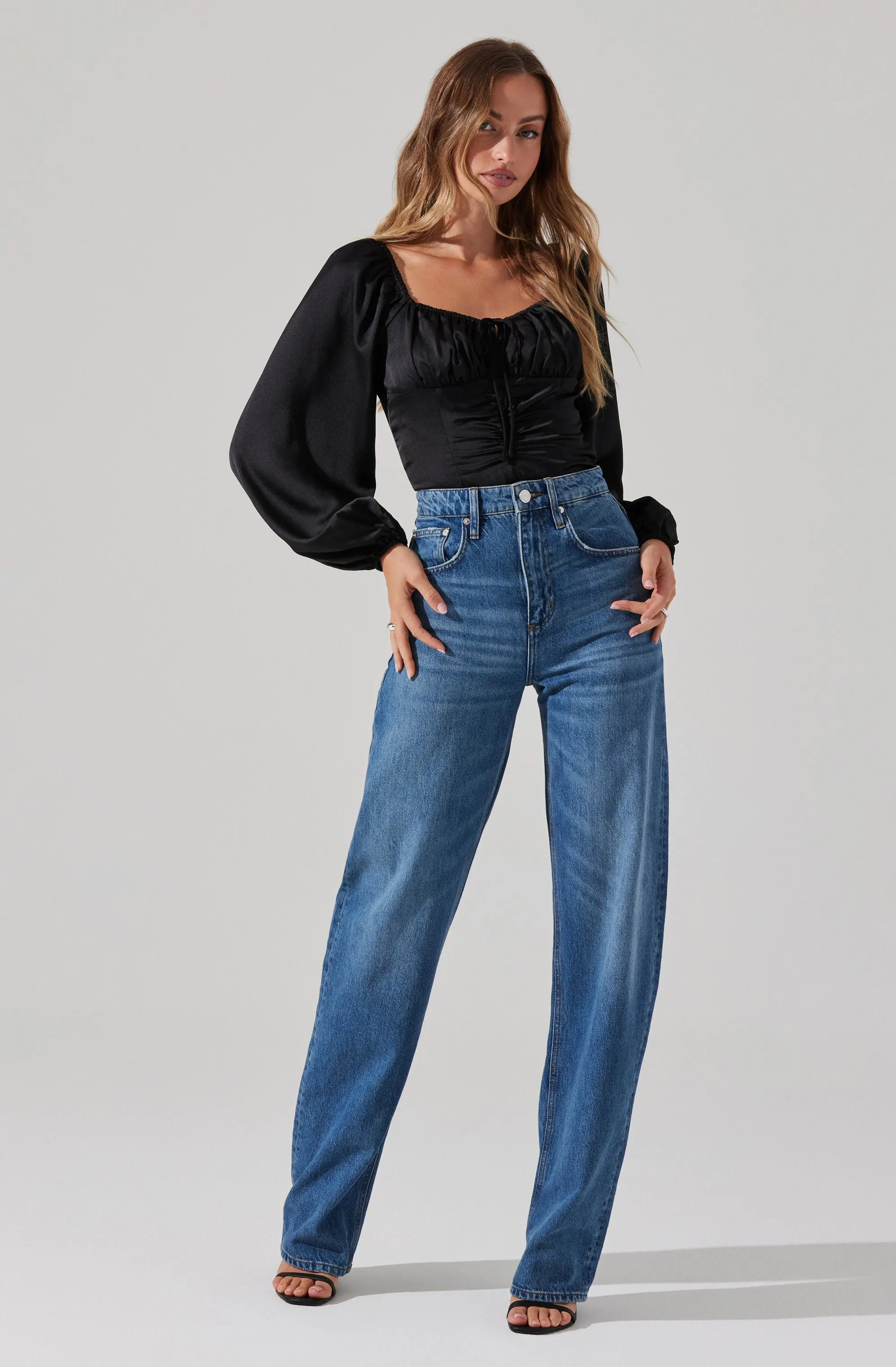 Ruched Bustier Puff Sleeve Top sold by Astr product image thumbnail 4