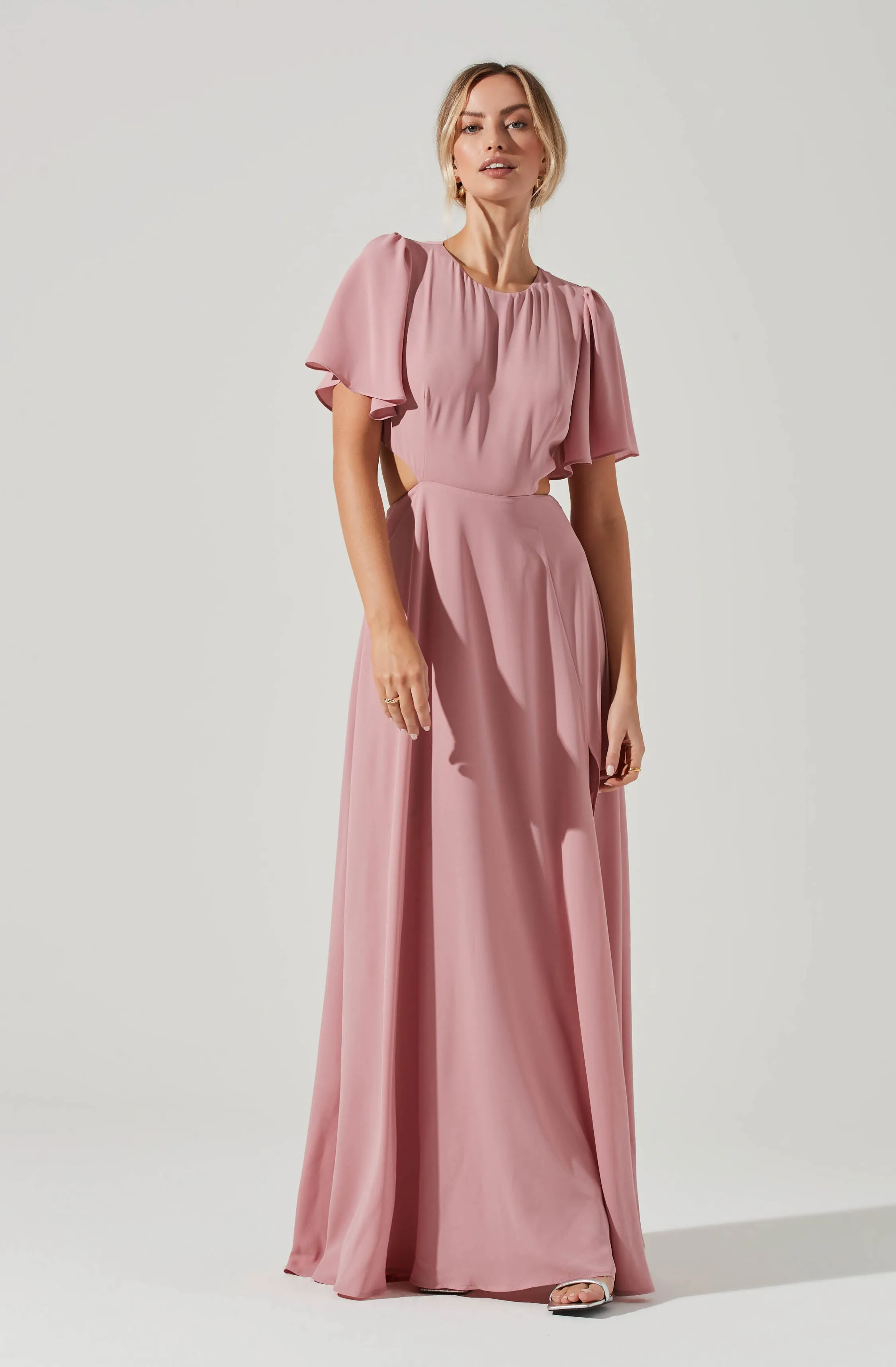 Katrina Flutter Sleeve Back Cutout Maxi Dress sold by Astr product image thumbnail 2