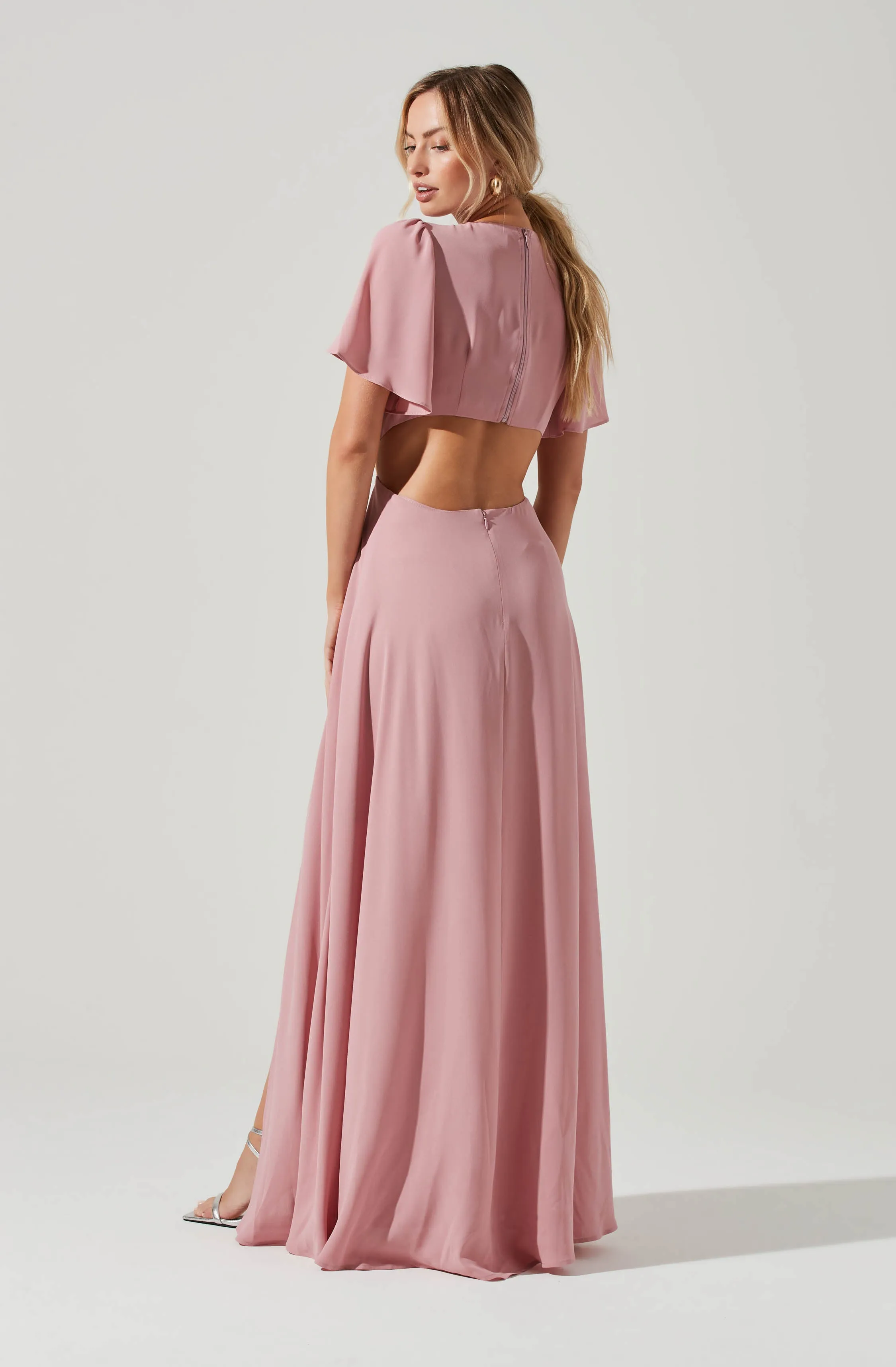 Katrina Flutter Sleeve Back Cutout Maxi Dress sold by Astr product image thumbnail 5