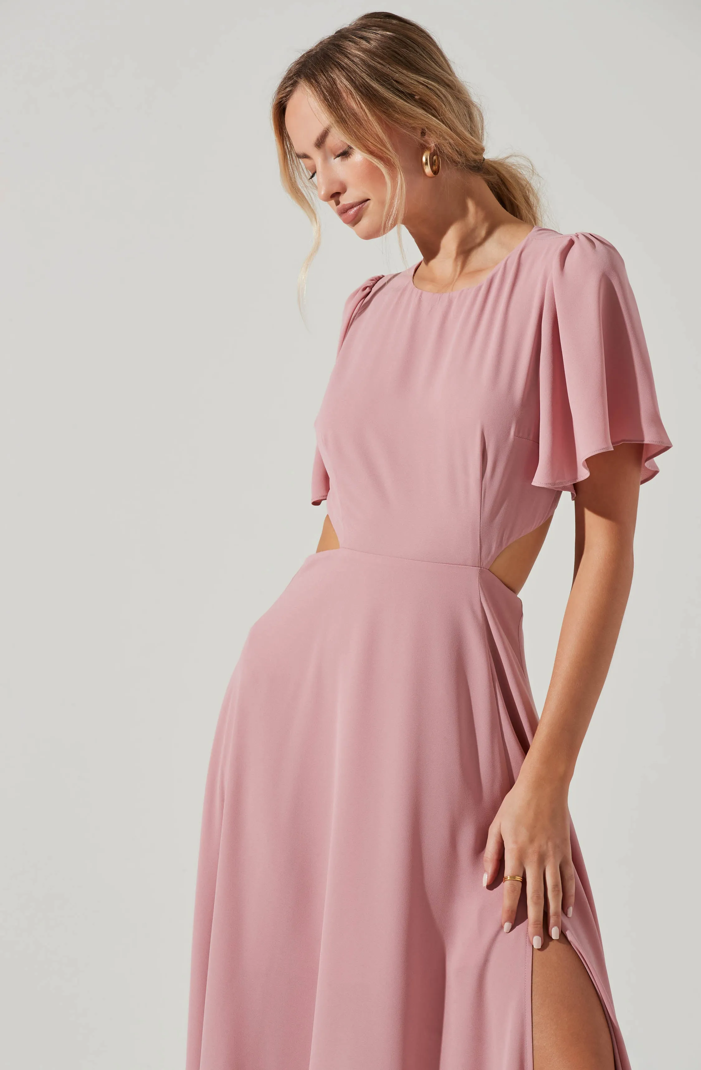 Katrina Flutter Sleeve Back Cutout Maxi Dress sold by Astr product image thumbnail 3