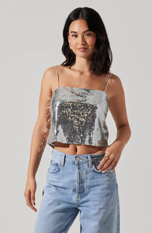 Sequin Square Neck Tank sold by Astr