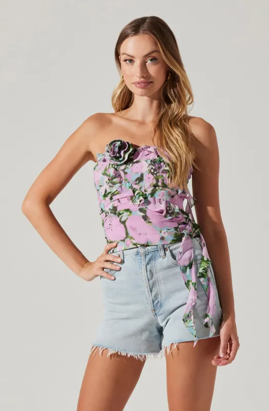 Pavo Strapless Floral Top sold by Astr
