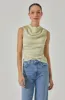 Satin Mock Neck Drape Top sold by Astr