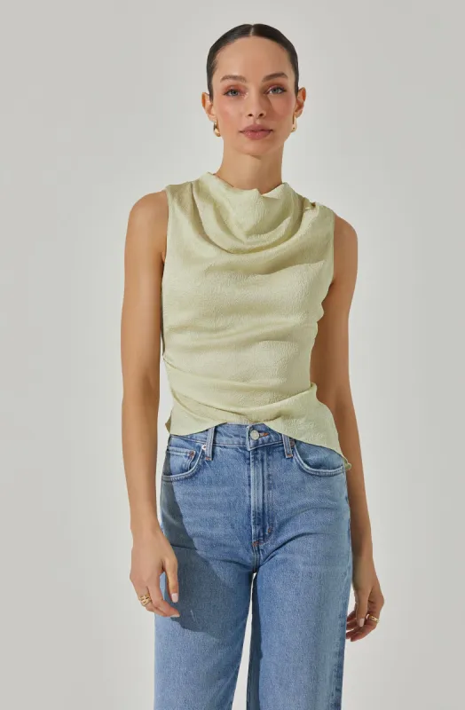 Satin Mock Neck Drape Top sold by Astr