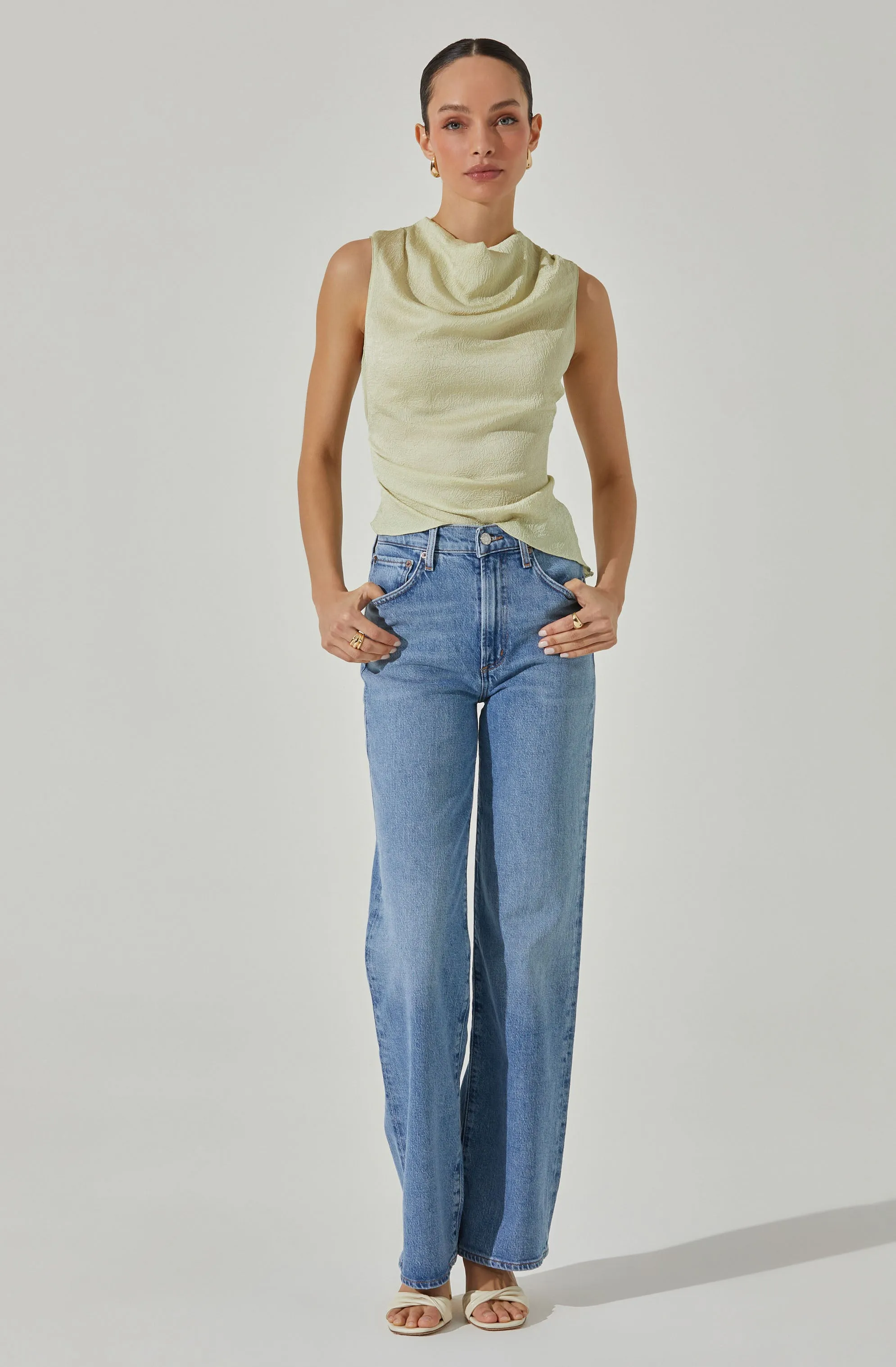 Satin Mock Neck Drape Top sold by Astr product image thumbnail 2