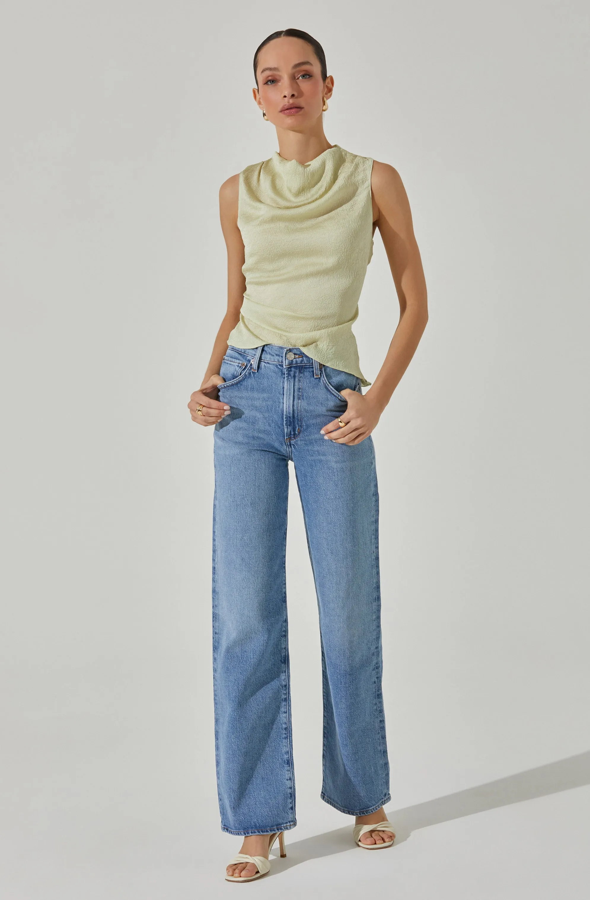 Satin Mock Neck Drape Top sold by Astr product image thumbnail 4