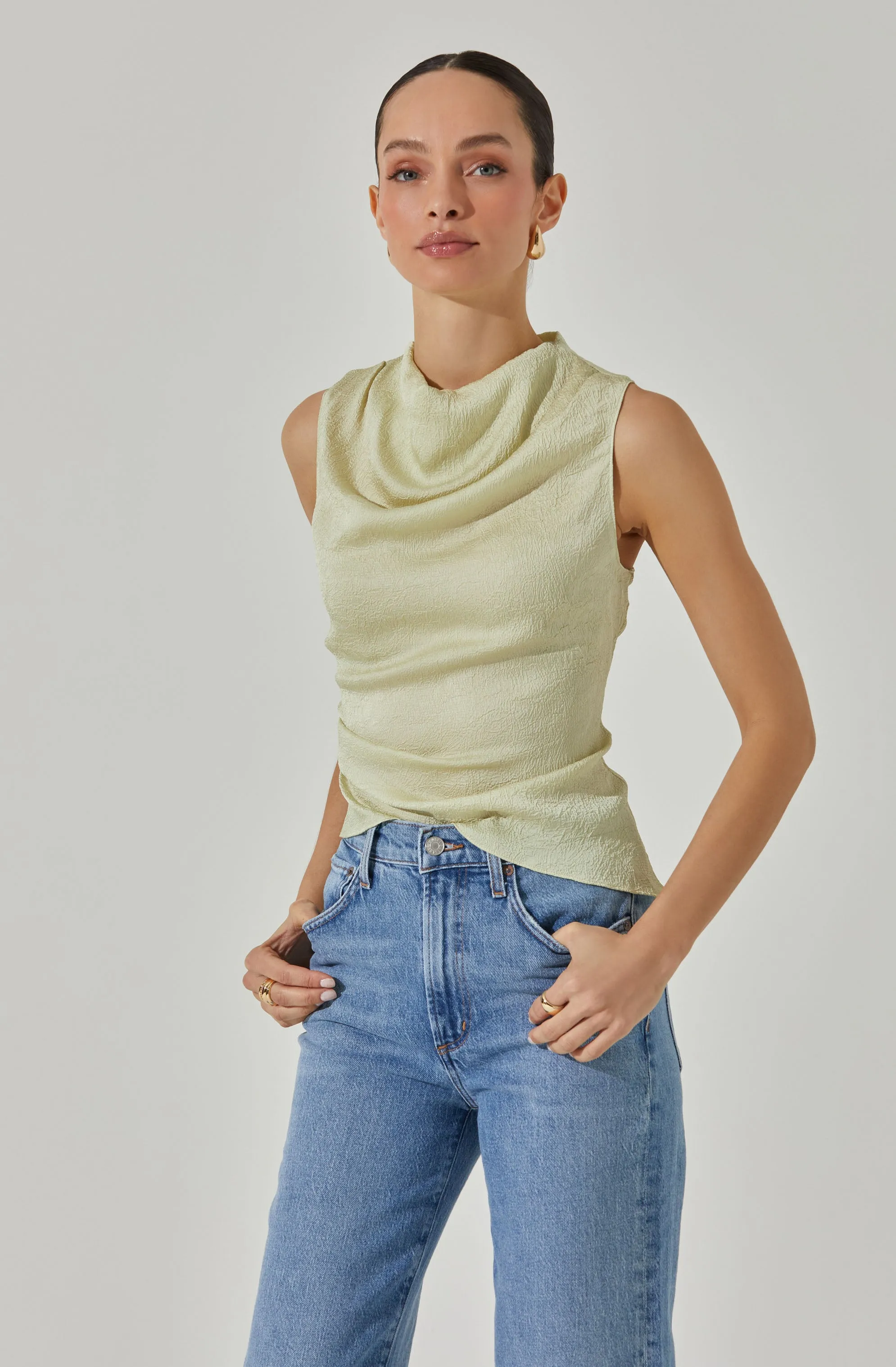 Satin Mock Neck Drape Top sold by Astr product image thumbnail 3
