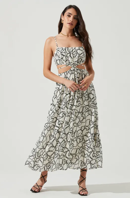 Sanger Abstract Print Cutout Maxi Dress sold by Astr