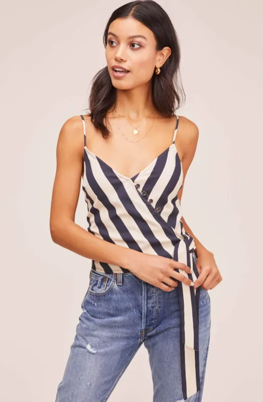 Farrow Striped Wrap Top sold by Astr