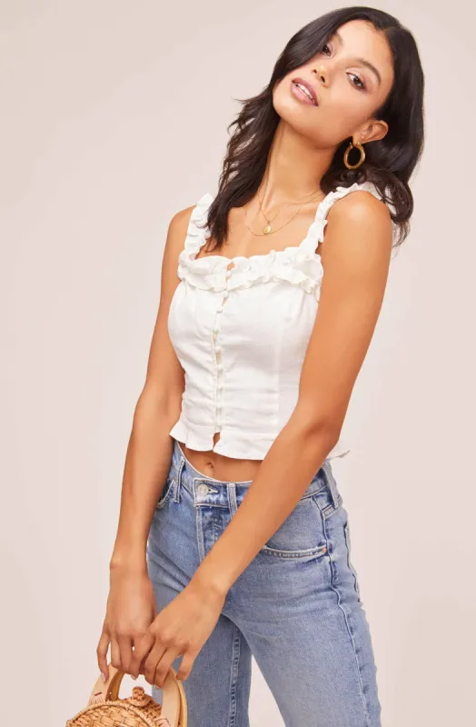 Simone Ruffle Top sold by Astr