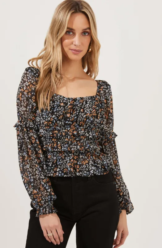 Fairfield Long Sleeve Square Neck Floral Top sold by Astr