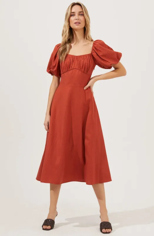 Darcy Puff Sleeve Midi Dress sold by Astr