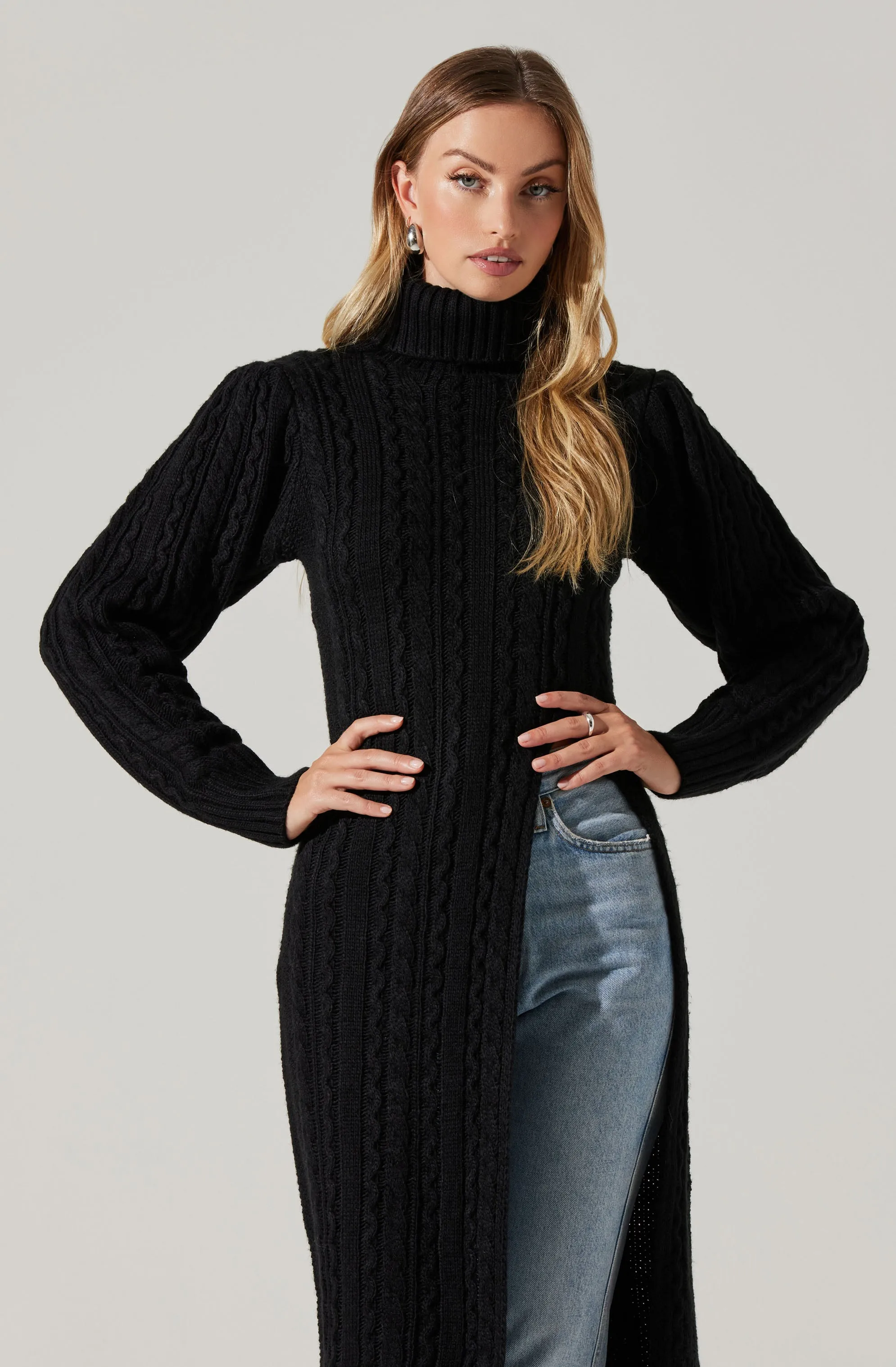 Hi Slit Cable Knit Sweater sold by Astr product image thumbnail 4