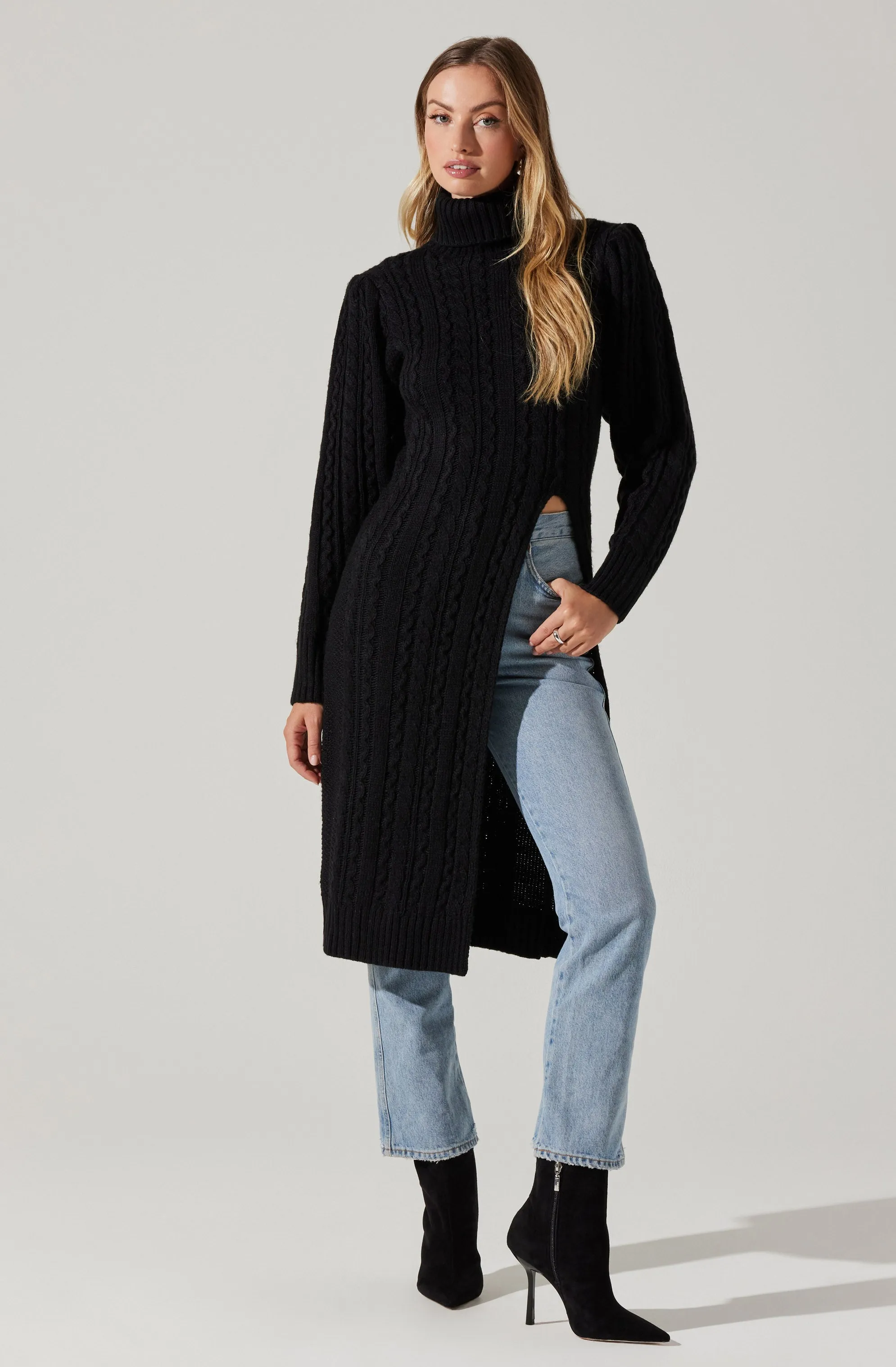 Hi Slit Cable Knit Sweater sold by Astr product image thumbnail 3