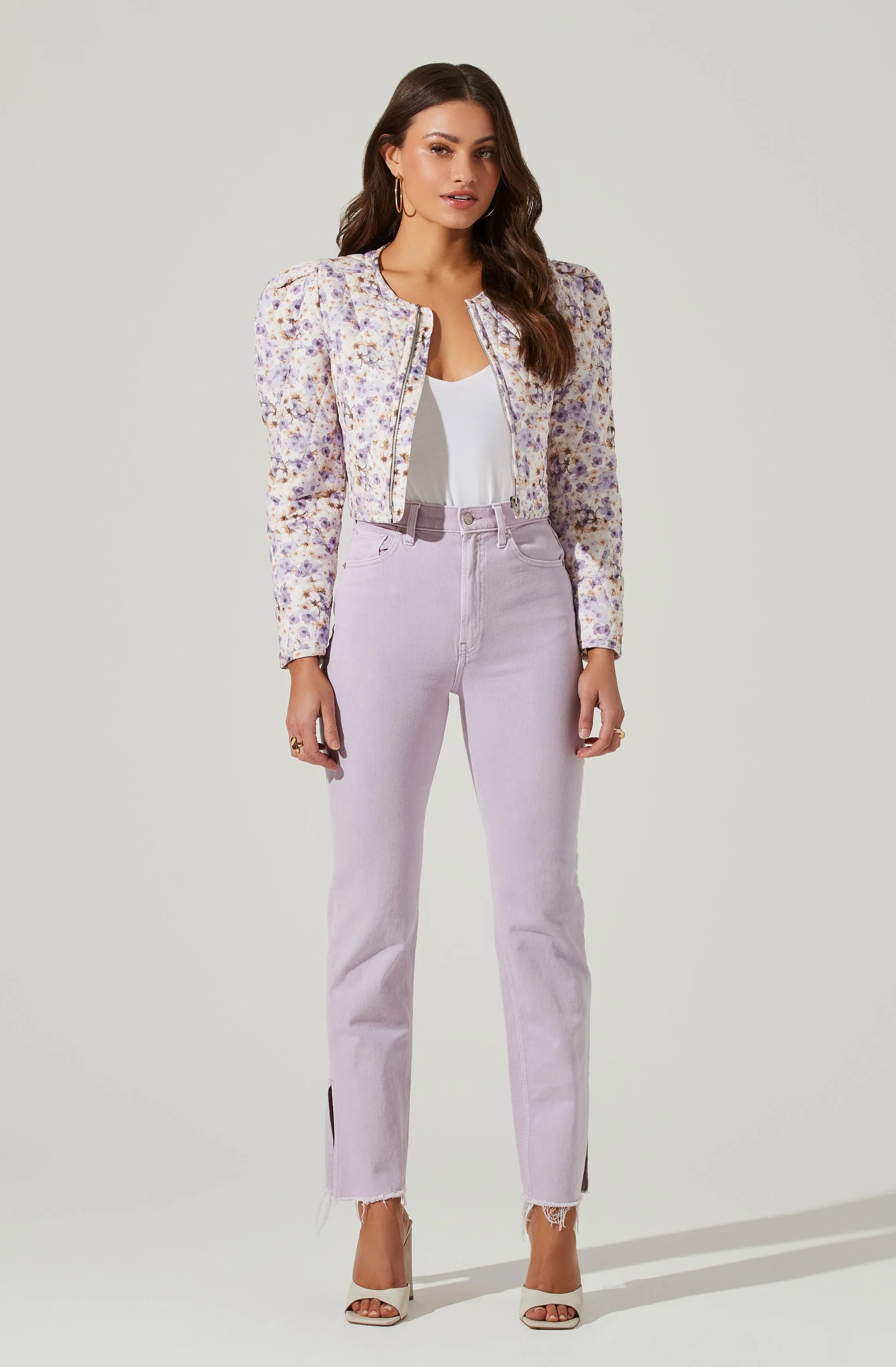 Brea Floral Quilted Cropped Puff Sleeve Jacket sold by Astr product image thumbnail 2