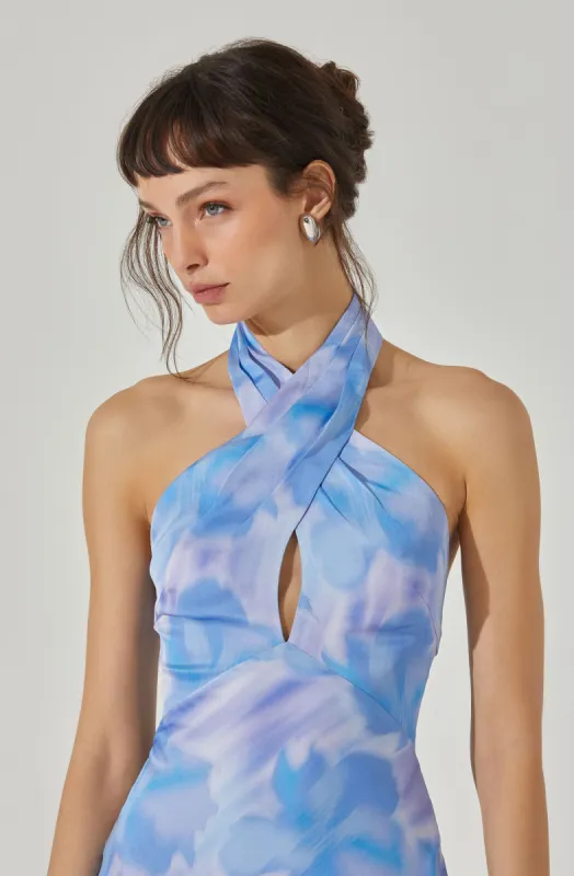marissa halter neck midi dress ASTR the Label Marissa Dress in Olive & Pink Floral