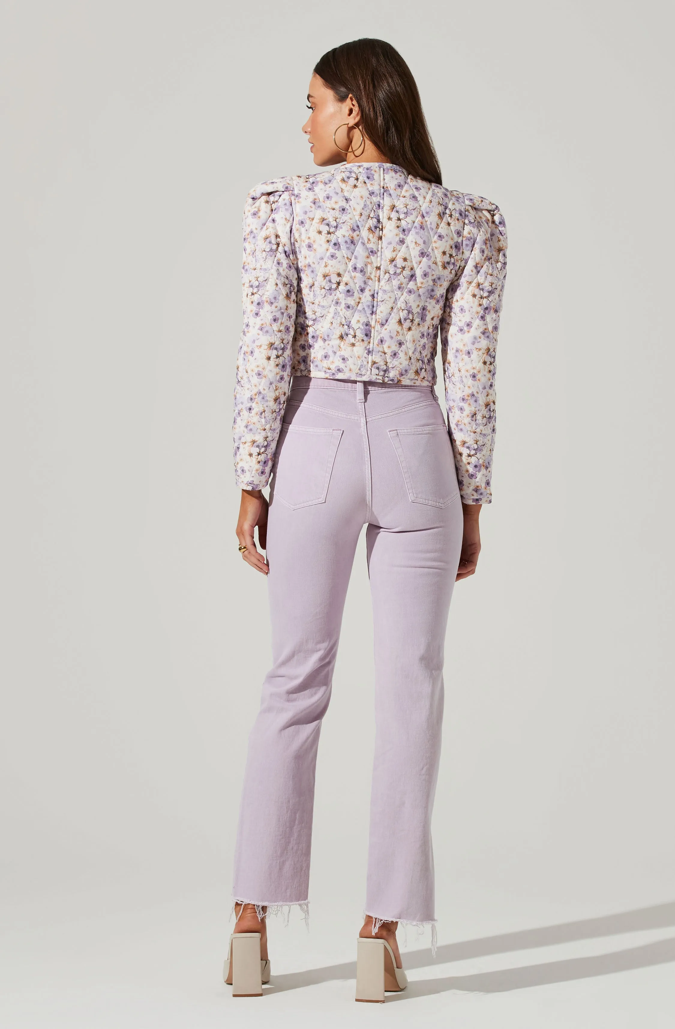 Brea Floral Quilted Cropped Puff Sleeve Jacket sold by Astr product image thumbnail 4
