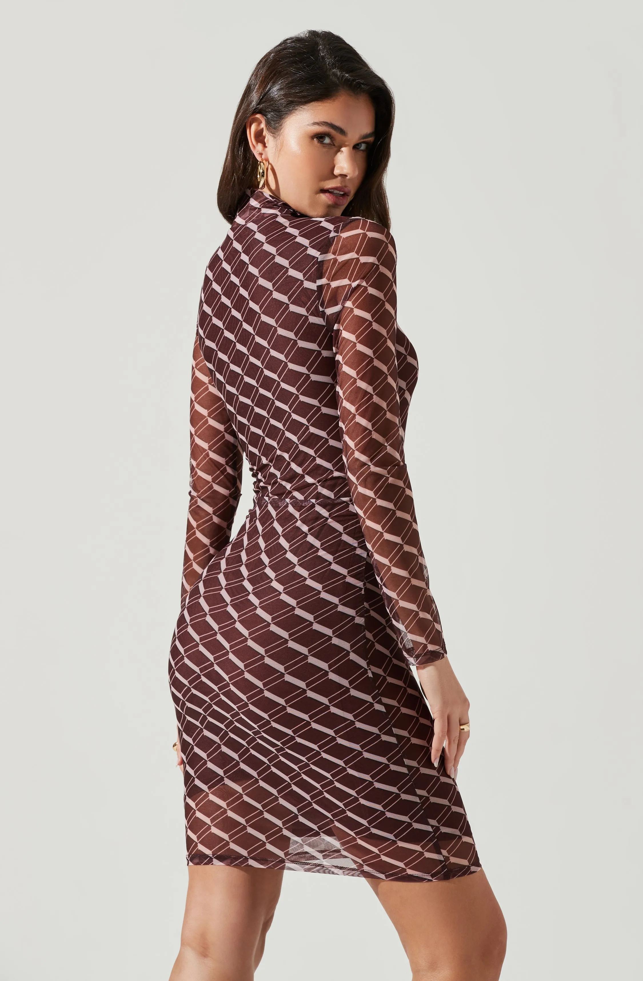 Bryn High Neck Cutout Long Sleeve Mini Dress sold by Astr product image thumbnail 5
