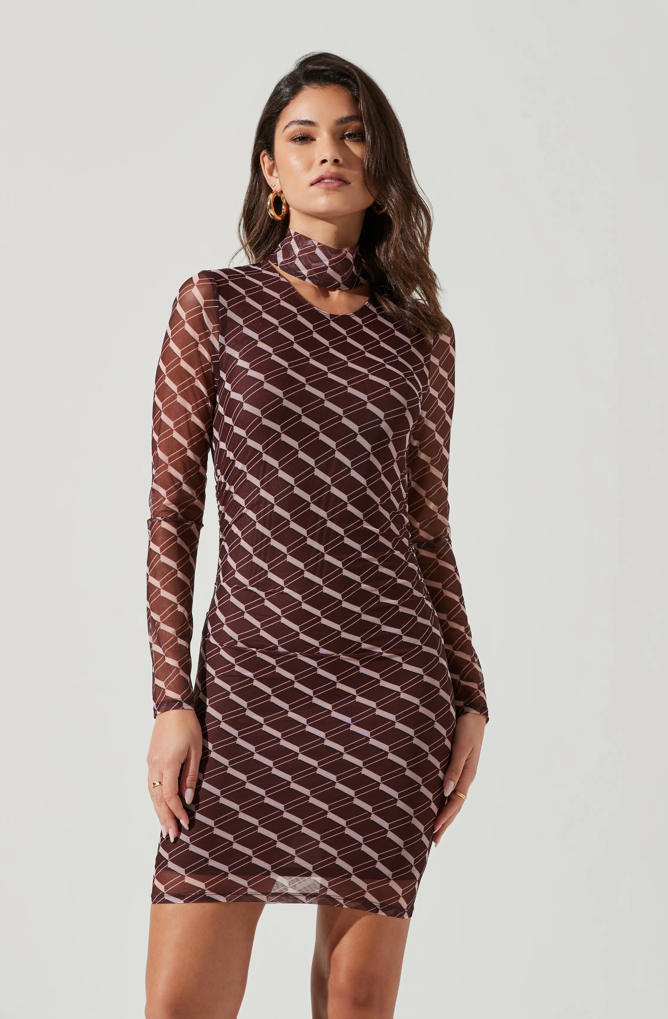 Bryn High Neck Cutout Long Sleeve Mini Dress sold by Astr product image thumbnail 2