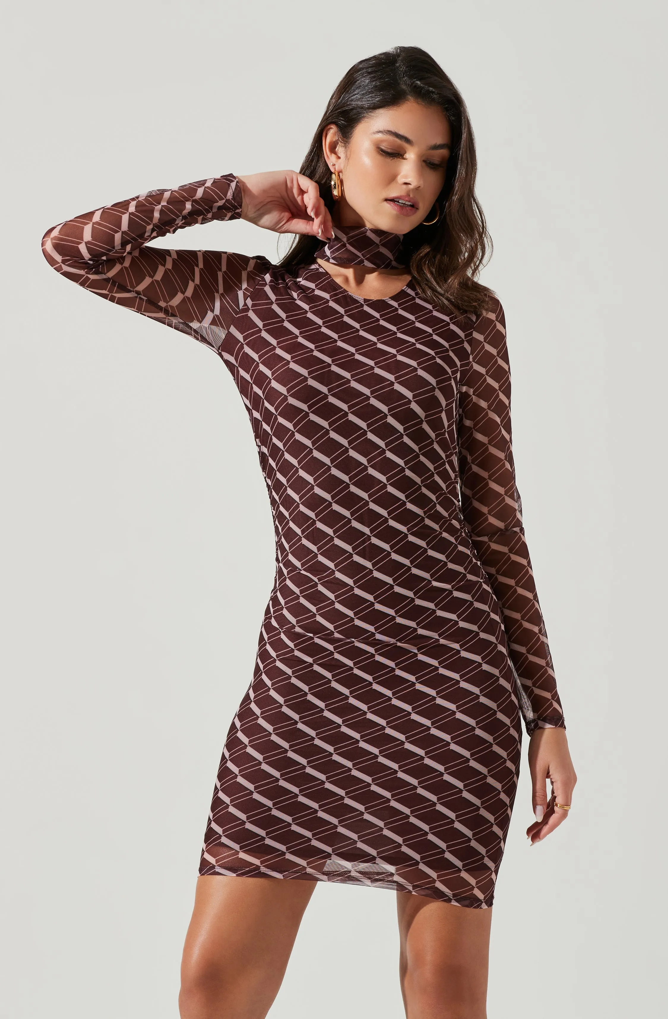 Bryn High Neck Cutout Long Sleeve Mini Dress sold by Astr product image thumbnail 4