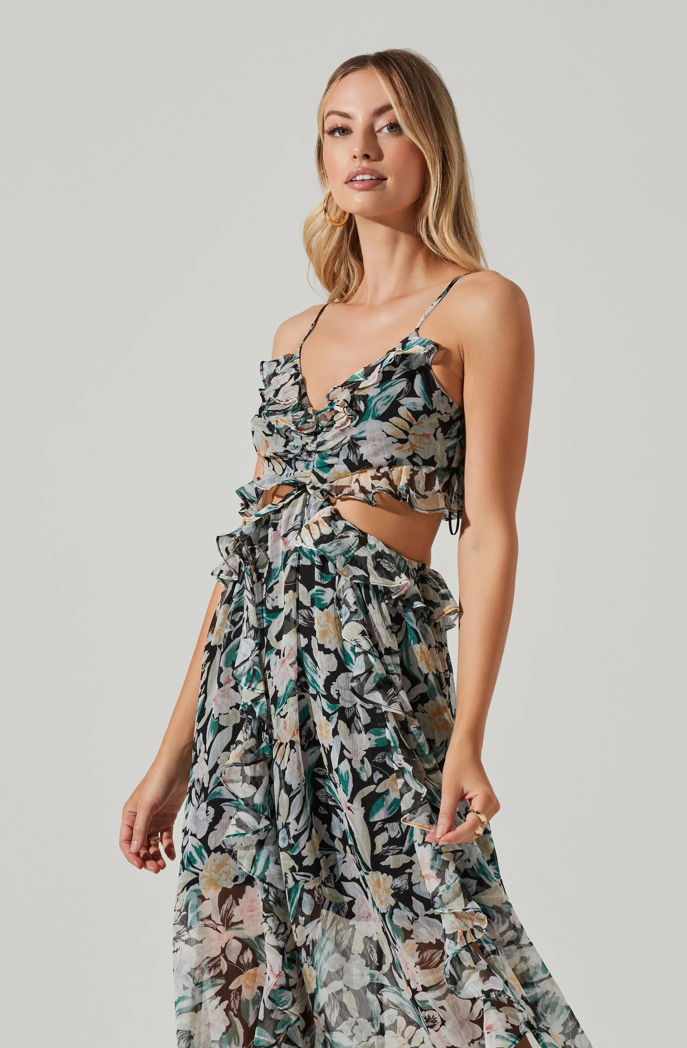 Palace Floral Cutout Ruffle Maxi Dress sold by Astr product image thumbnail 2
