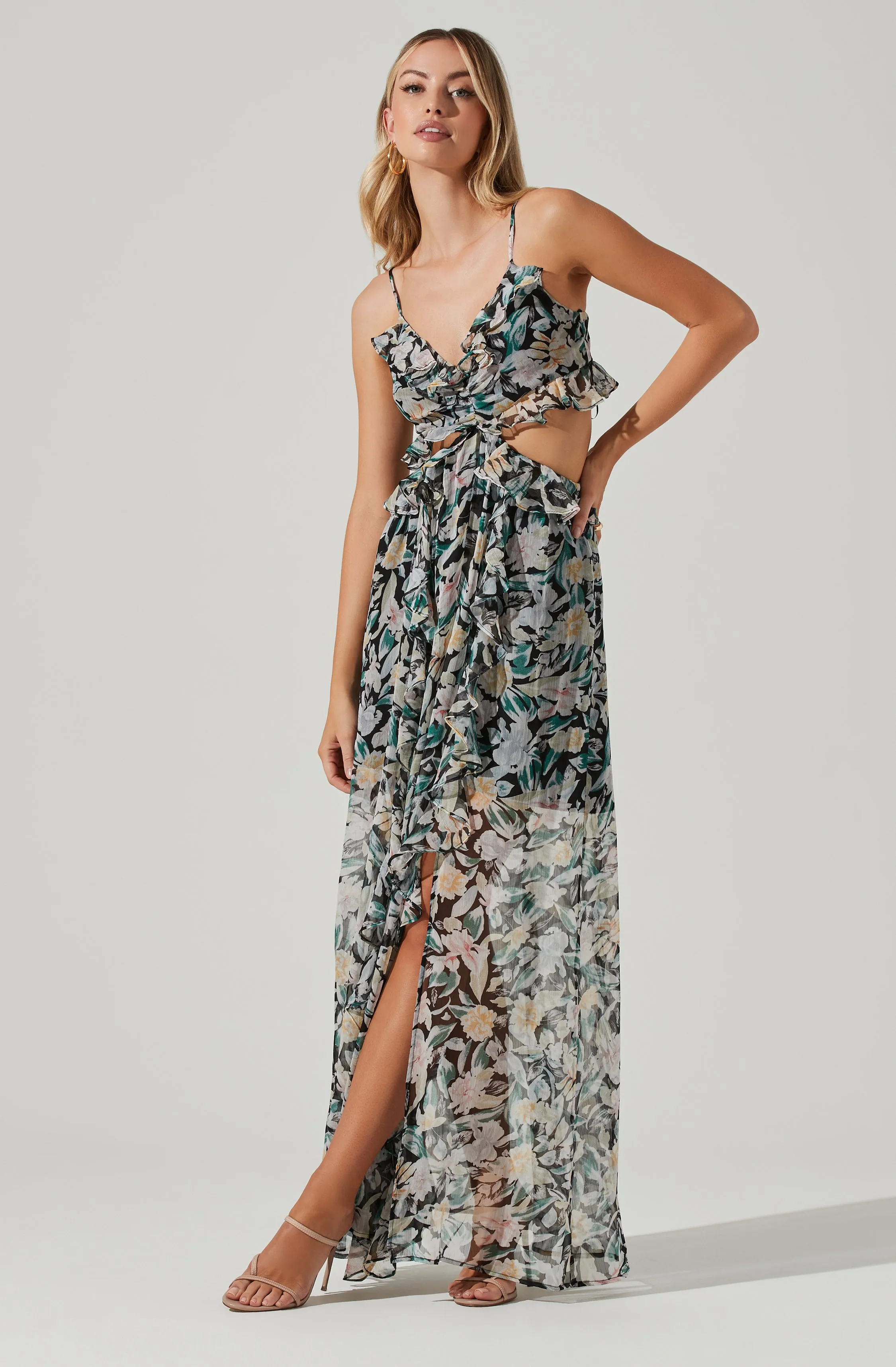 Palace Floral Cutout Ruffle Maxi Dress sold by Astr product image thumbnail 3