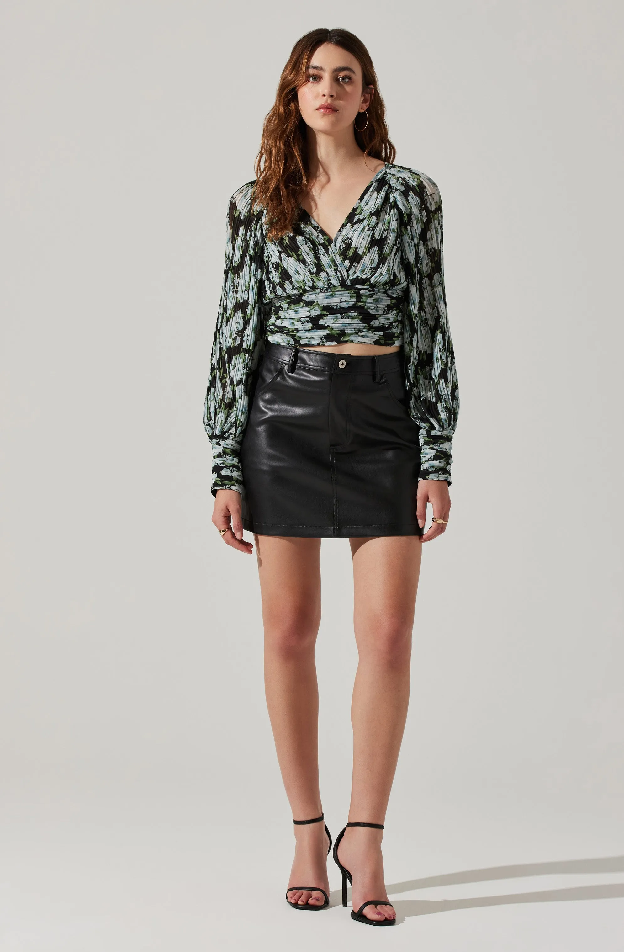 Pernilla Pleated Floral Puff Sleeve Top sold by Astr product image thumbnail 2
