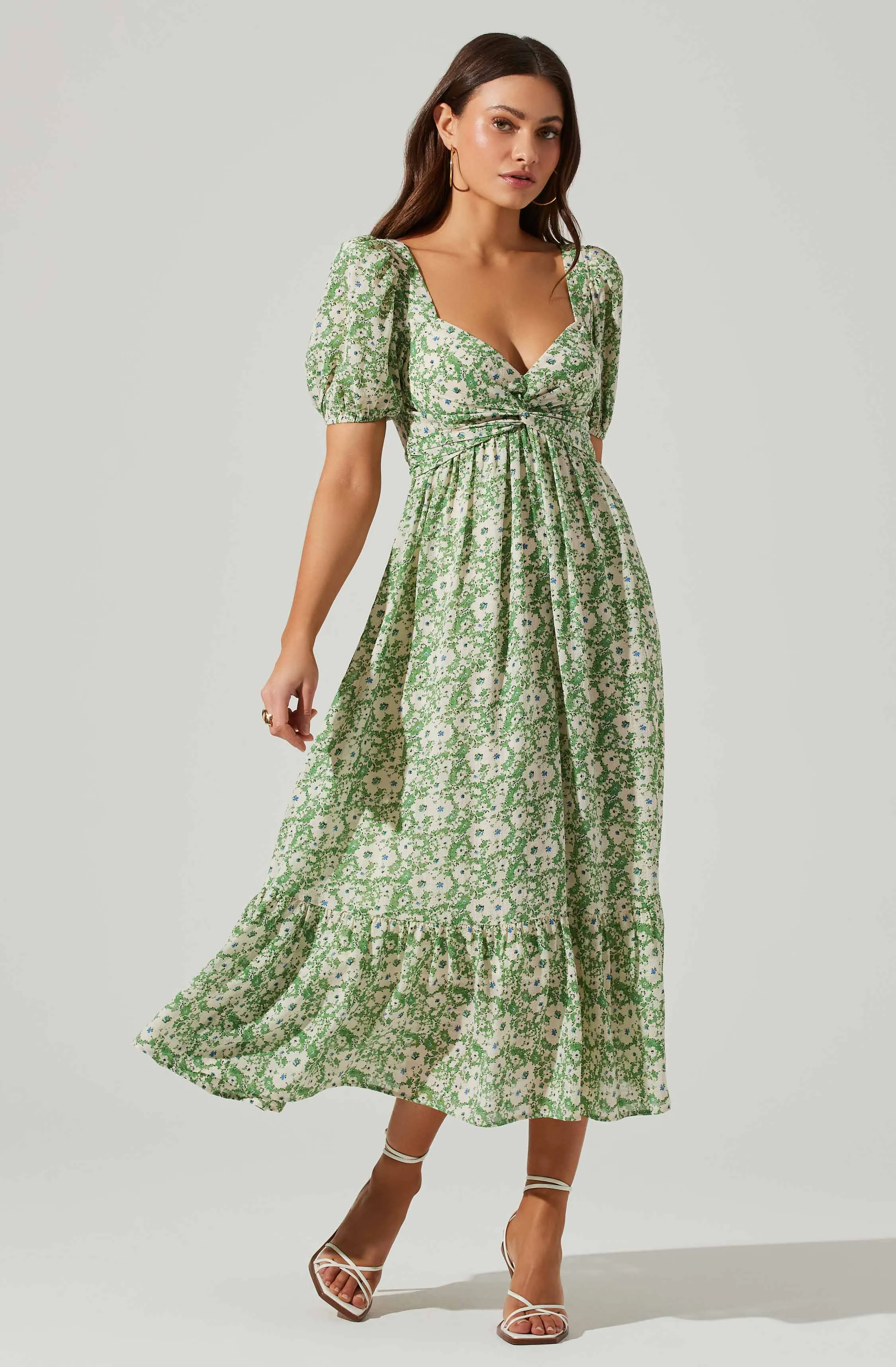 Twist Bust Tie Back Midi Dress sold by Astr