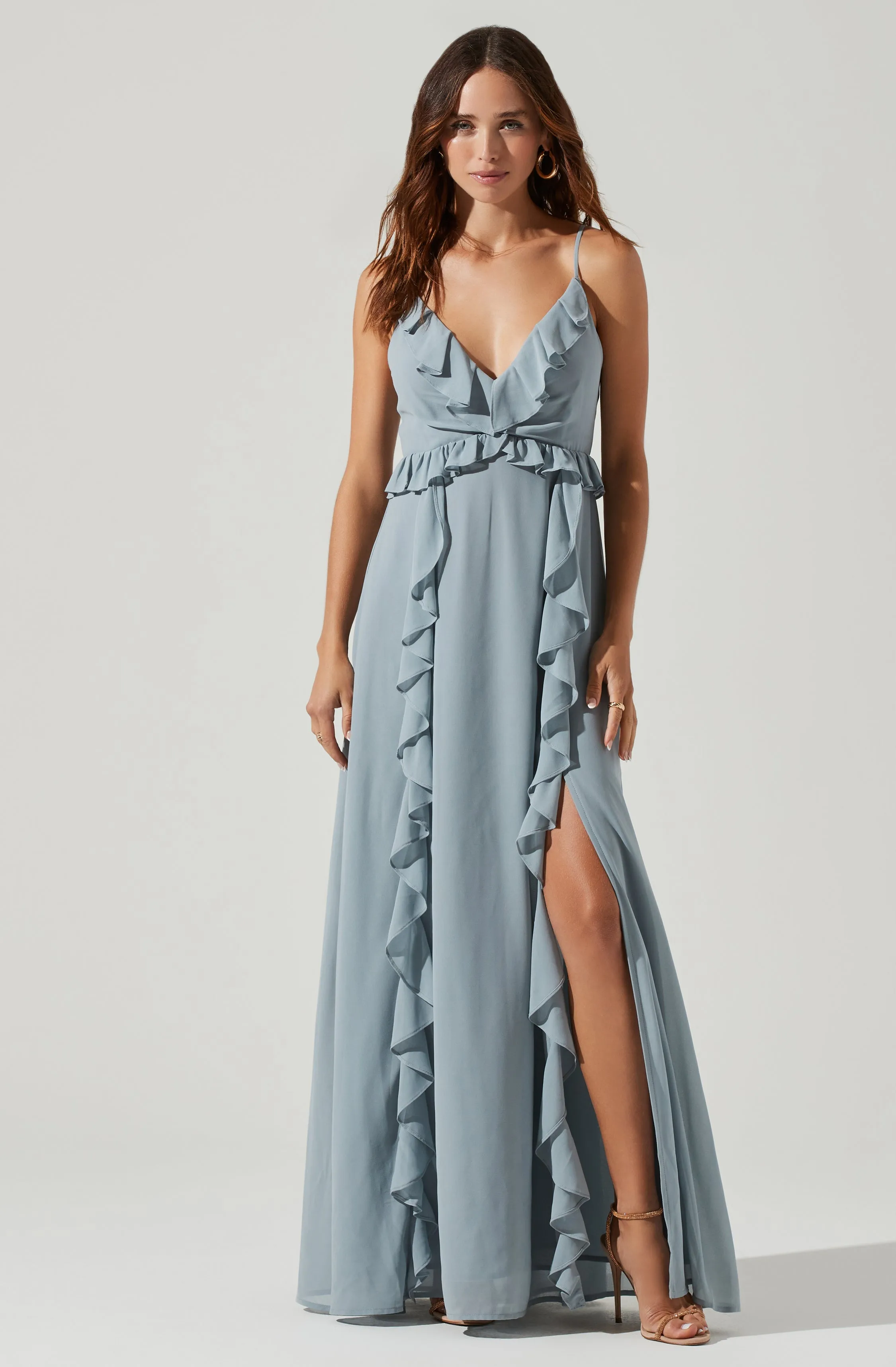 Adoria Ruffle Side Slit Maxi Dress sold by Astr product image thumbnail 2