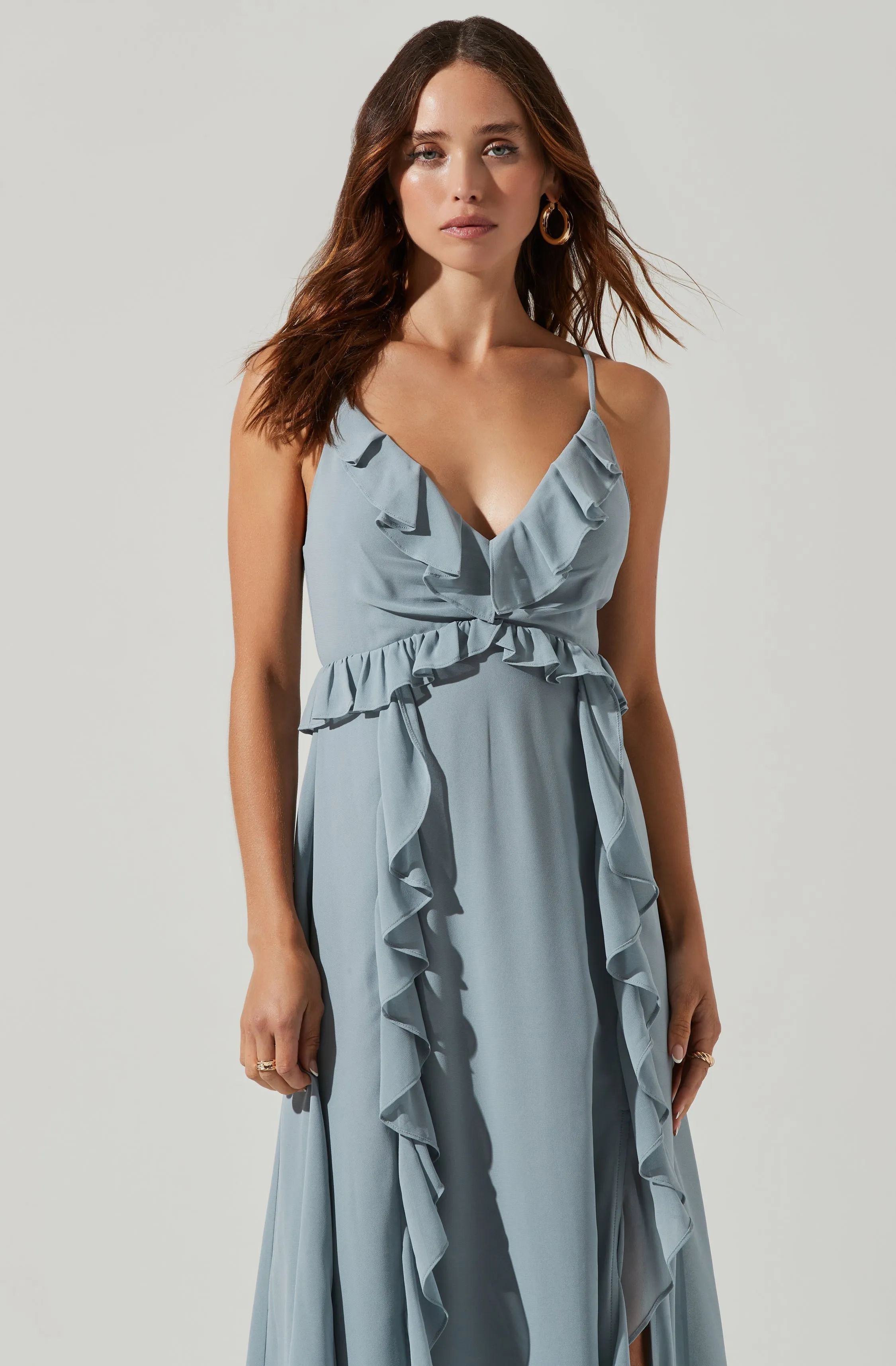 Adoria Ruffle Side Slit Maxi Dress sold by Astr product image thumbnail 5