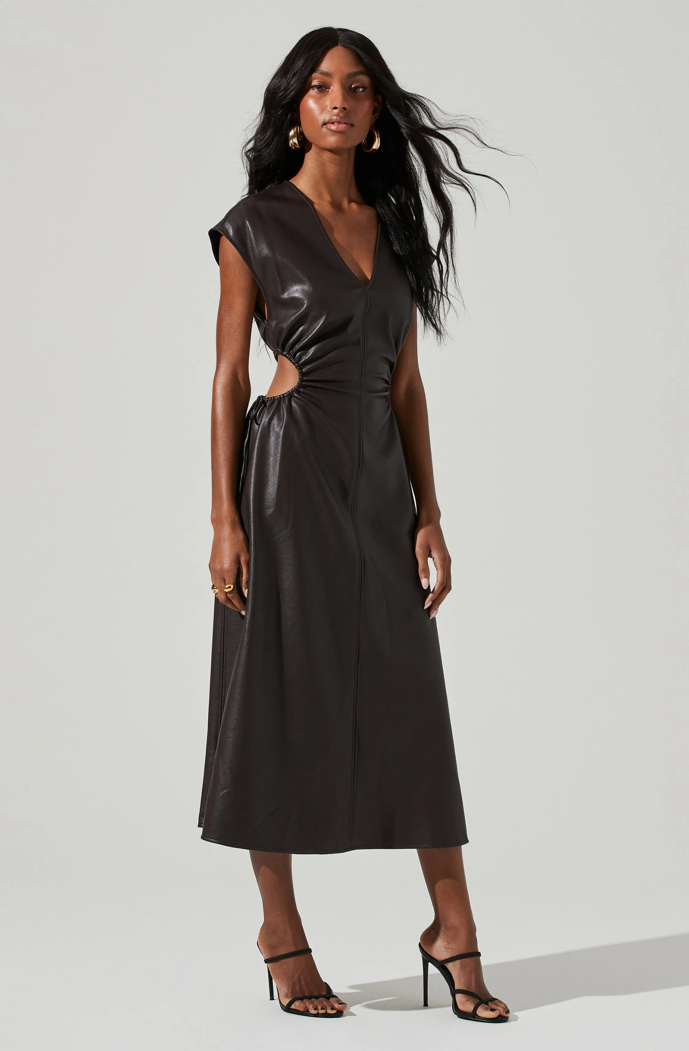 Miranda Faux Leather Cutout Midi Dress sold by Astr