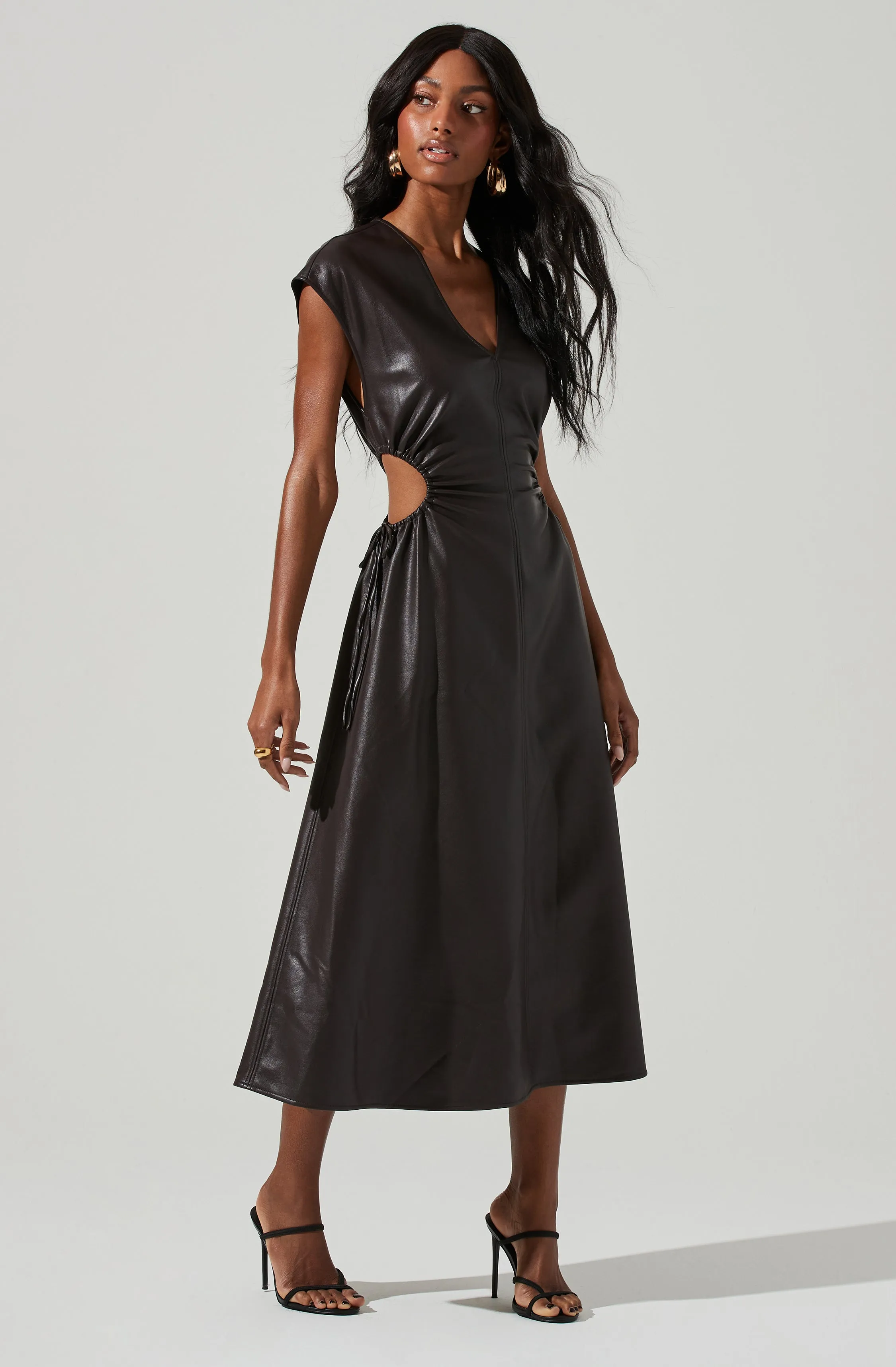 Miranda Faux Leather Cutout Midi Dress sold by Astr product image thumbnail 3