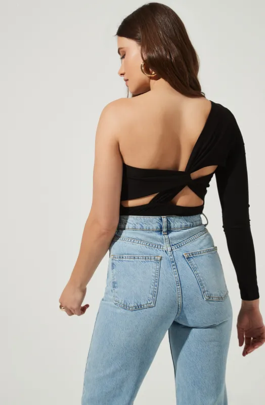 Twist Back One Sleeve Bodysuit sold by Astr