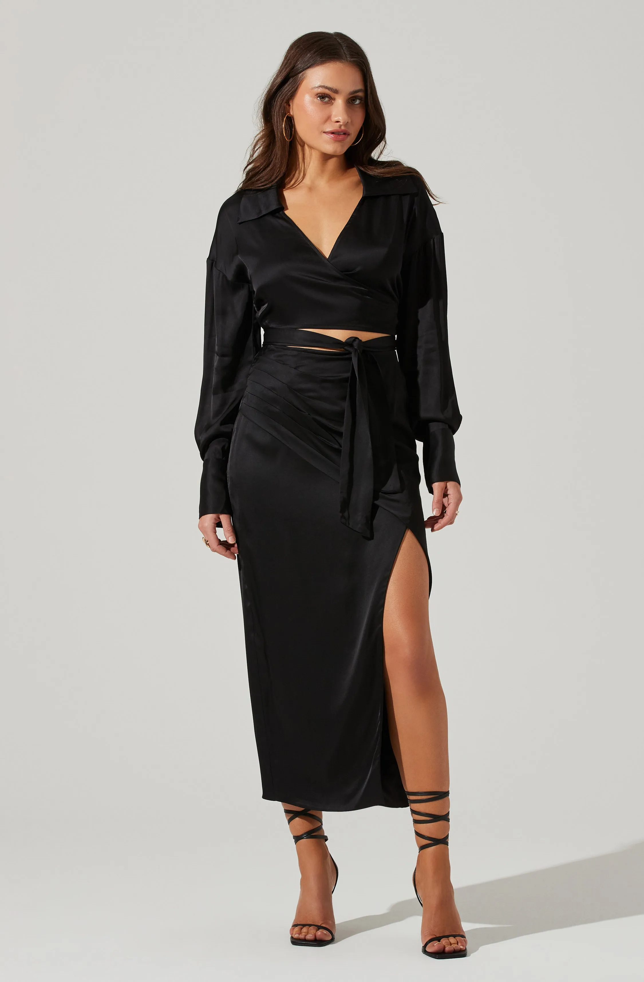 Loretta Satin Cropped Tie Waist Top sold by Astr product image thumbnail 2